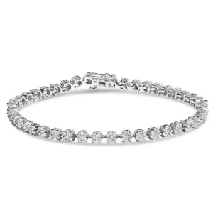 14K White Gold Round Diamond Bracelet