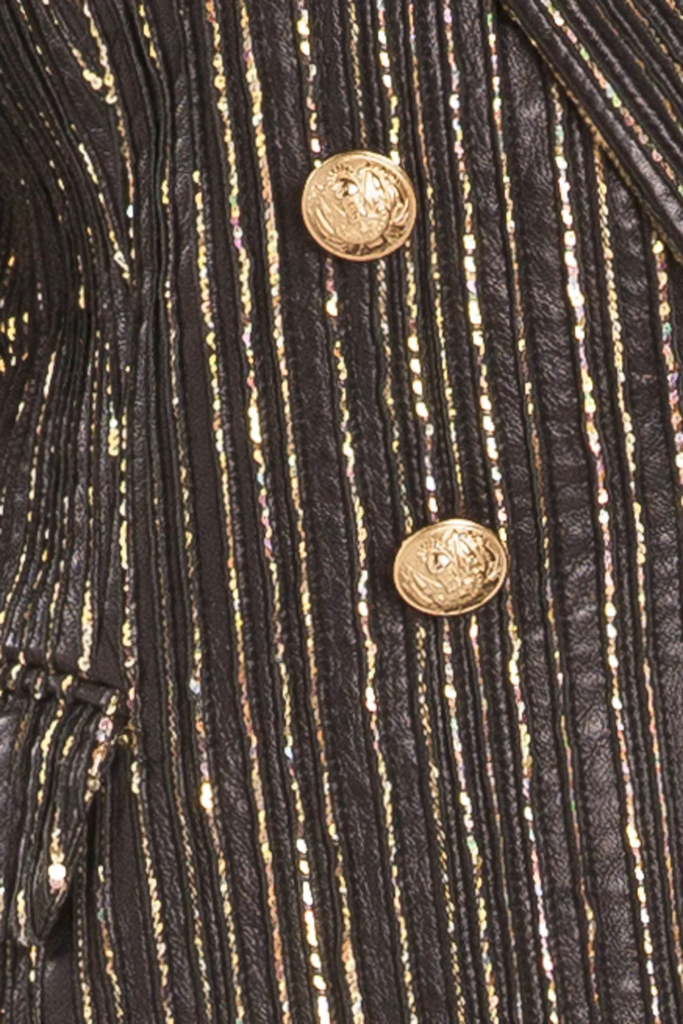 Balmain - NWT Black and Gold Leather Blazer Gold Buttons - FR 40