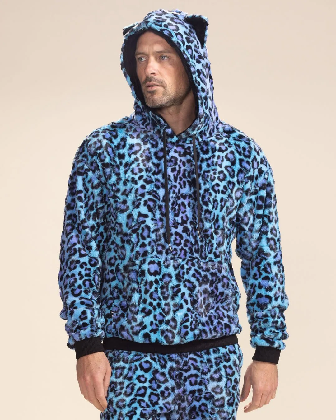 Classic Men's Fur Hoodie | Blue Lynx