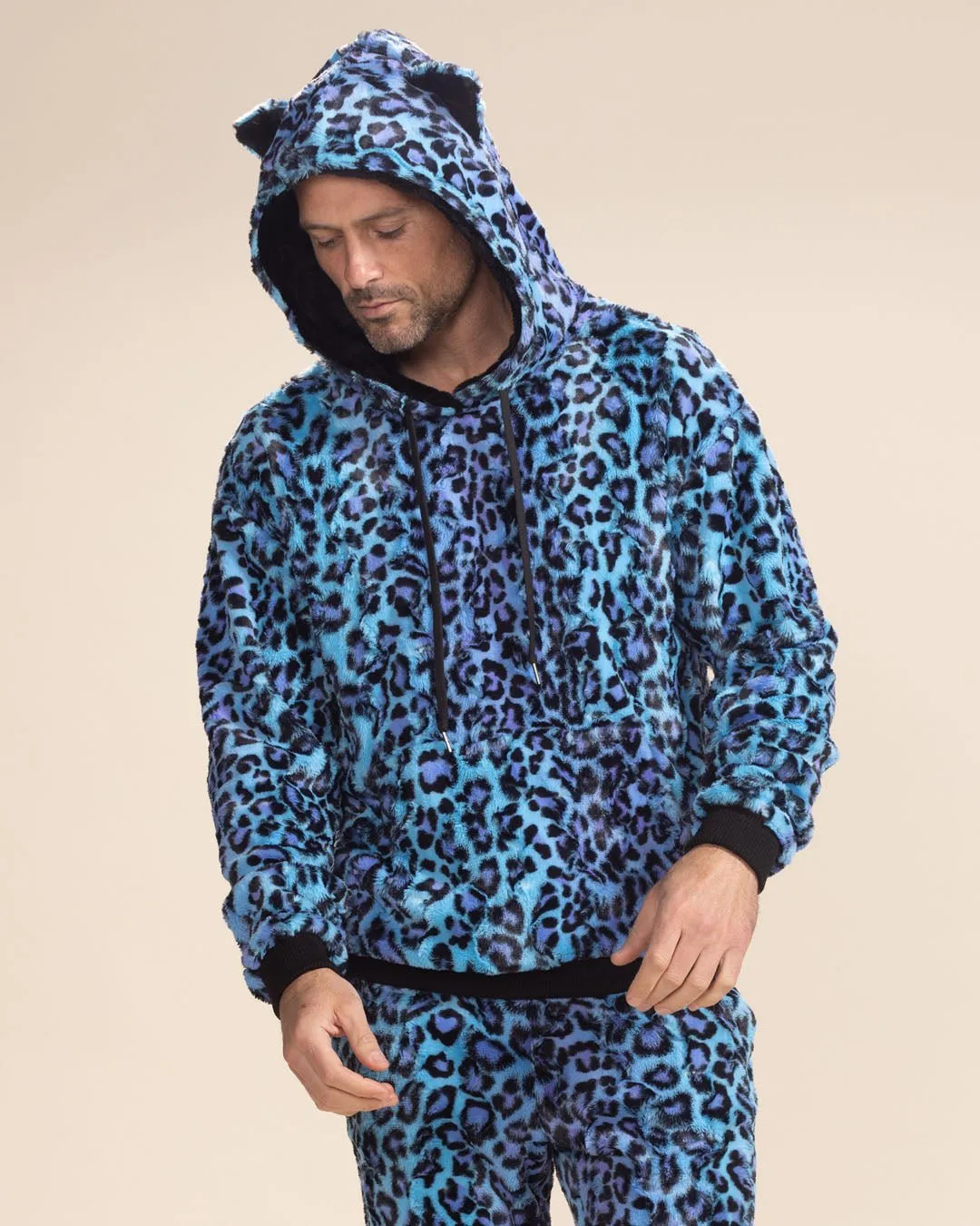 Classic Men's Fur Hoodie | Blue Lynx