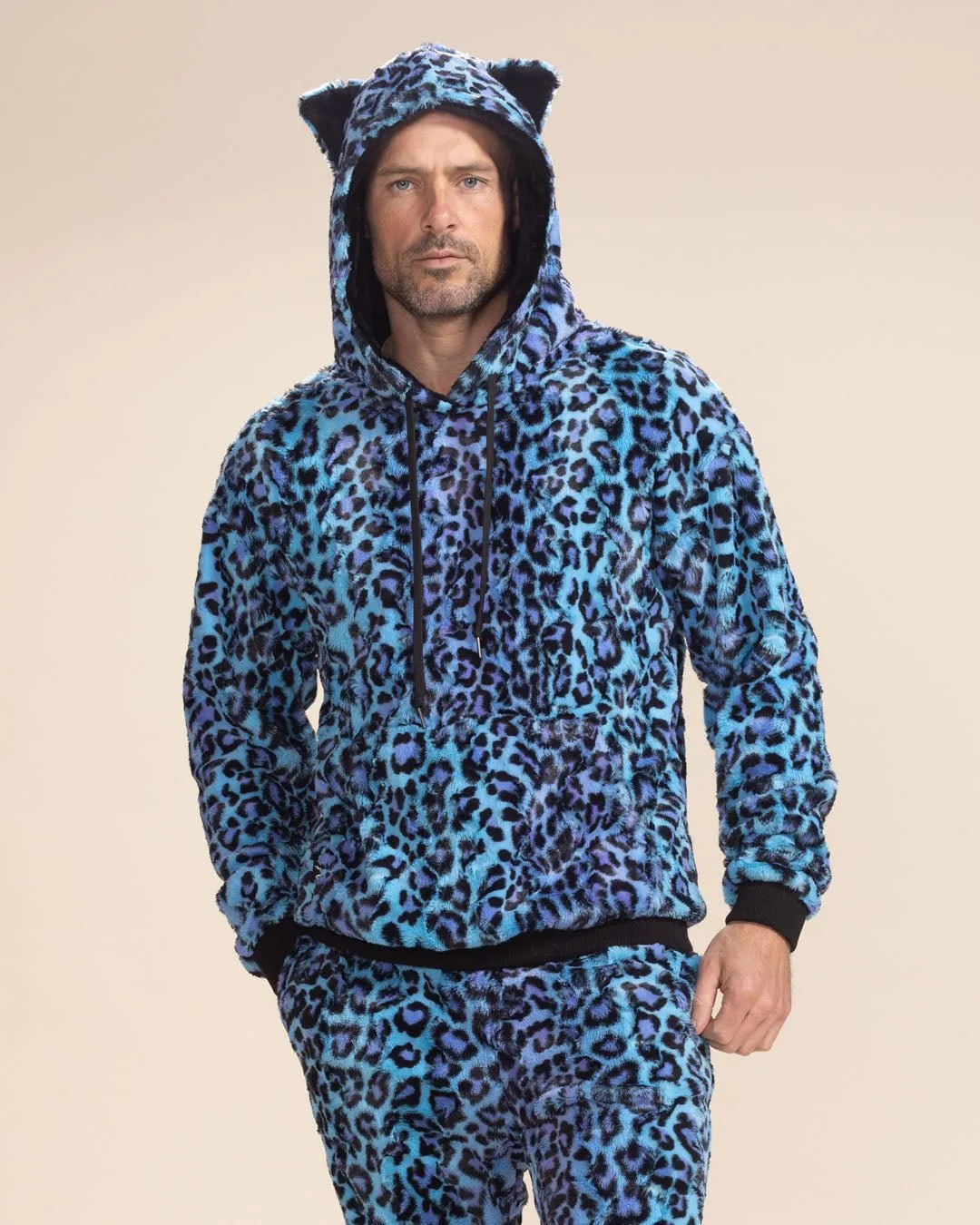 Classic Men's Fur Hoodie | Blue Lynx