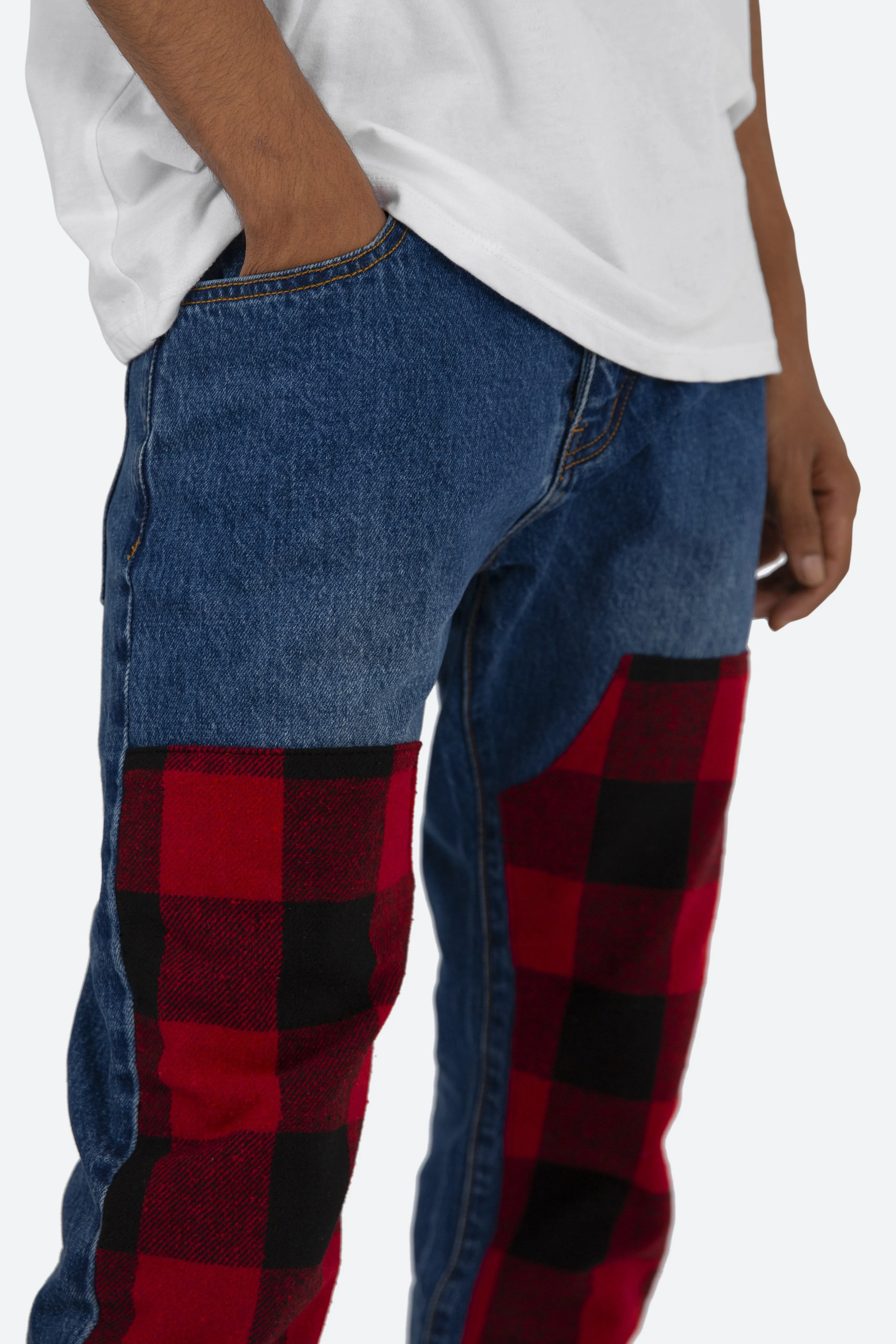 D219 Plaid Denim - Blue/Black/Red