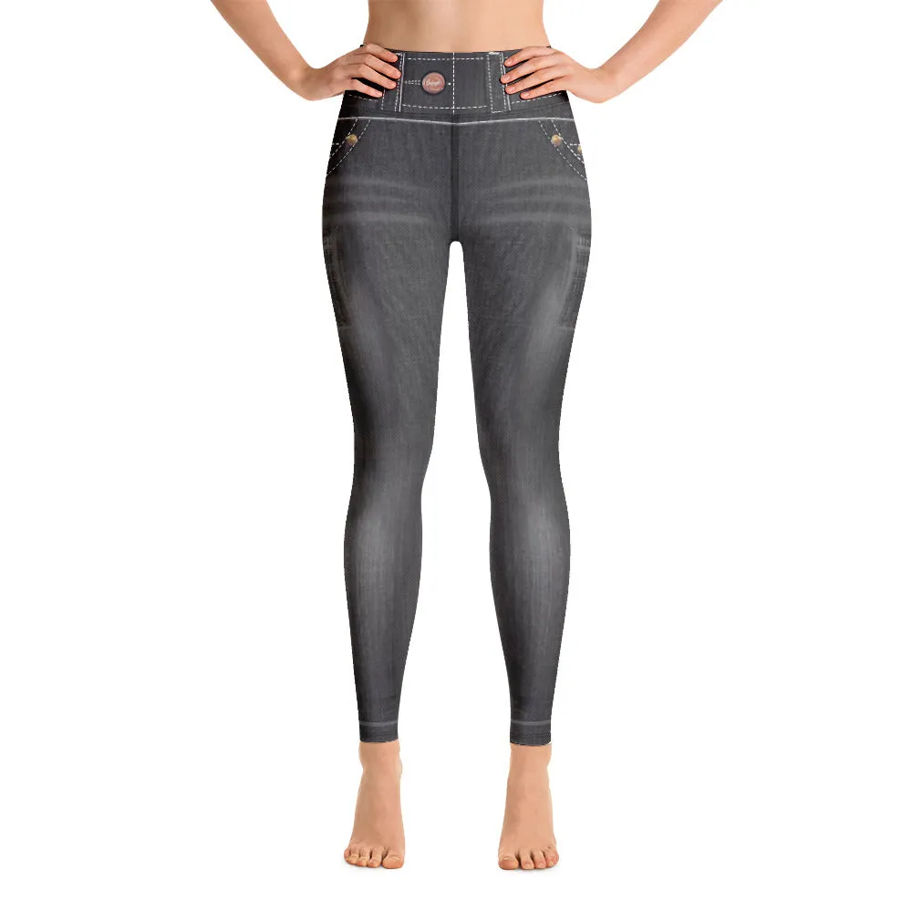 ELEVATED ESSENTIALS, BOOTY BOOSTING HIGH WAISTBAND FADED BLACK JEANS LEGGING