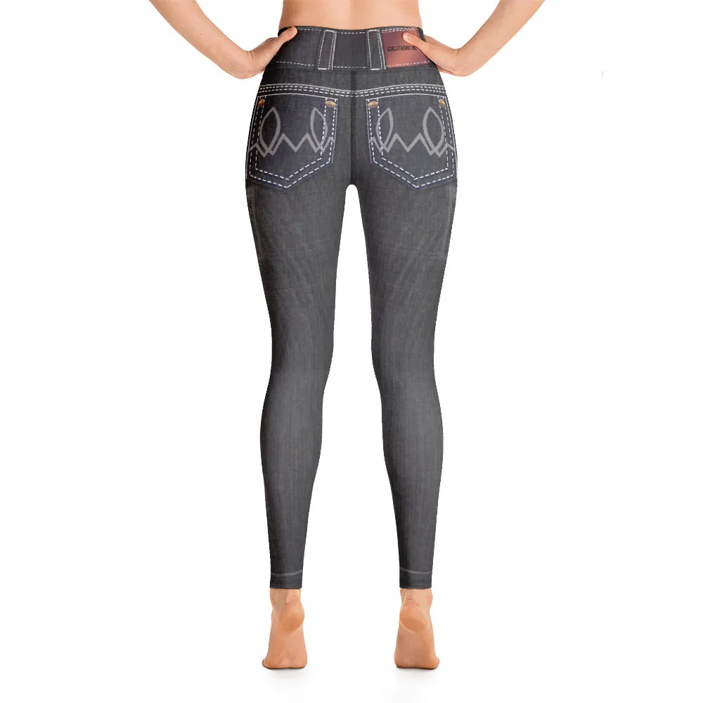 ELEVATED ESSENTIALS, BOOTY BOOSTING HIGH WAISTBAND FADED BLACK JEANS LEGGING