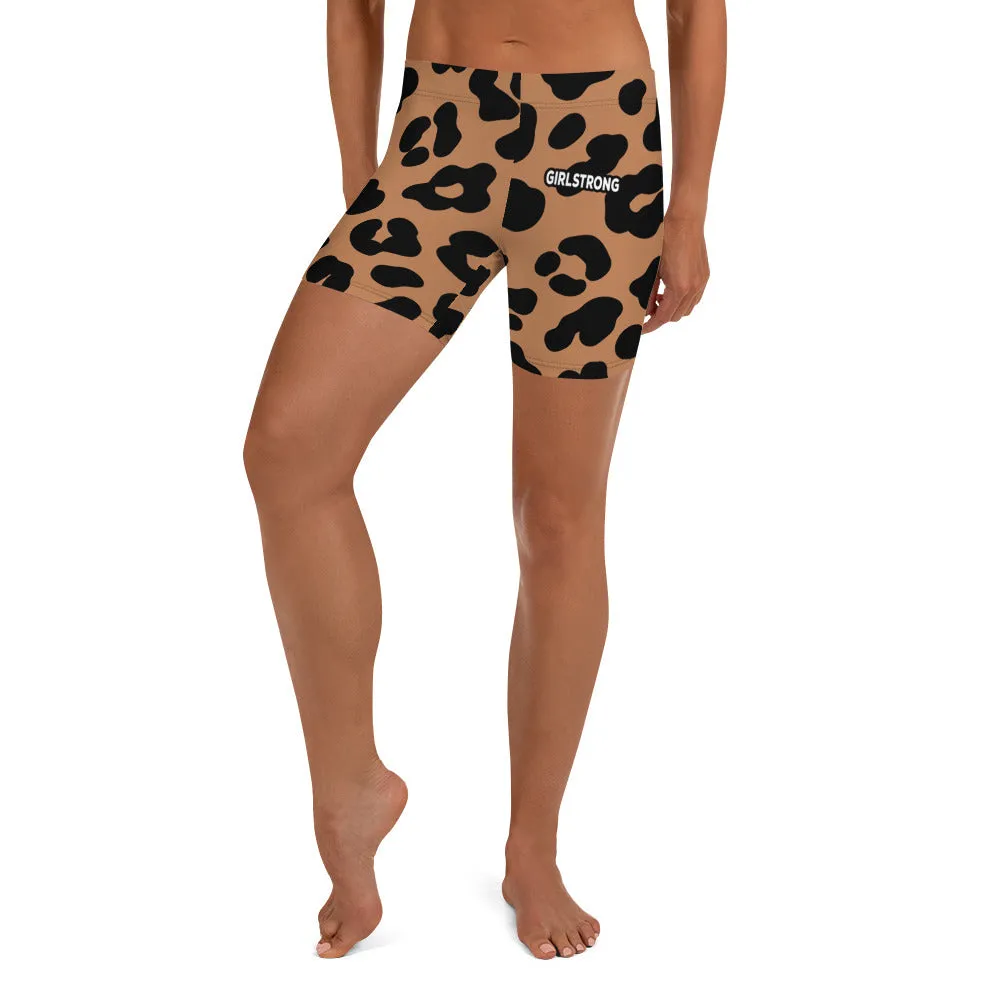 ELEVATED ESSENTIALS, SLIM AND SCULPT SHORTS LEOPARD