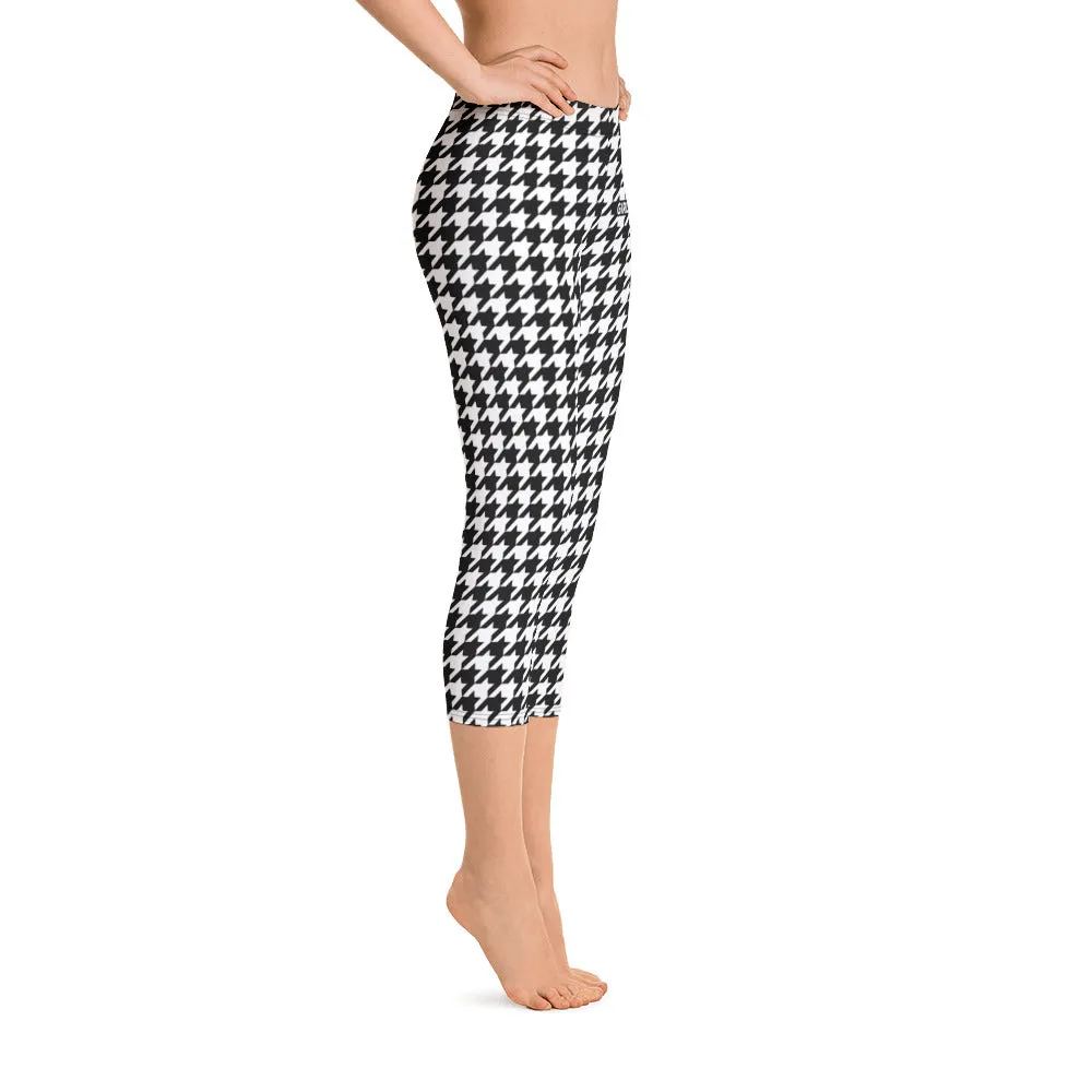 ELEVATED ESSENTIALS, THE PERFECT CAPRI BLACK WHITE HOUNDSTOOTH