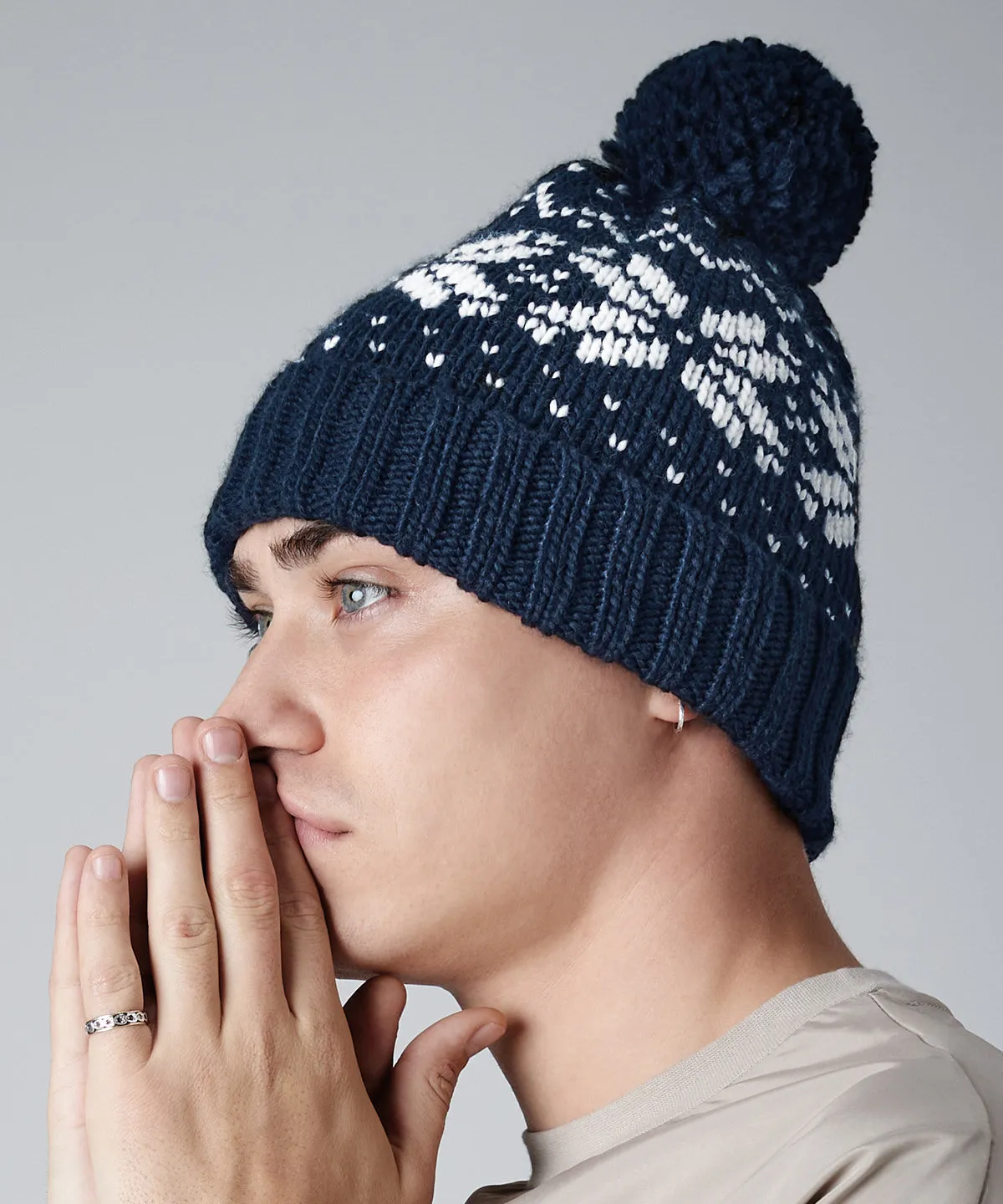 Fair Isle snowstar® beanie | Light Grey/Black/Off White