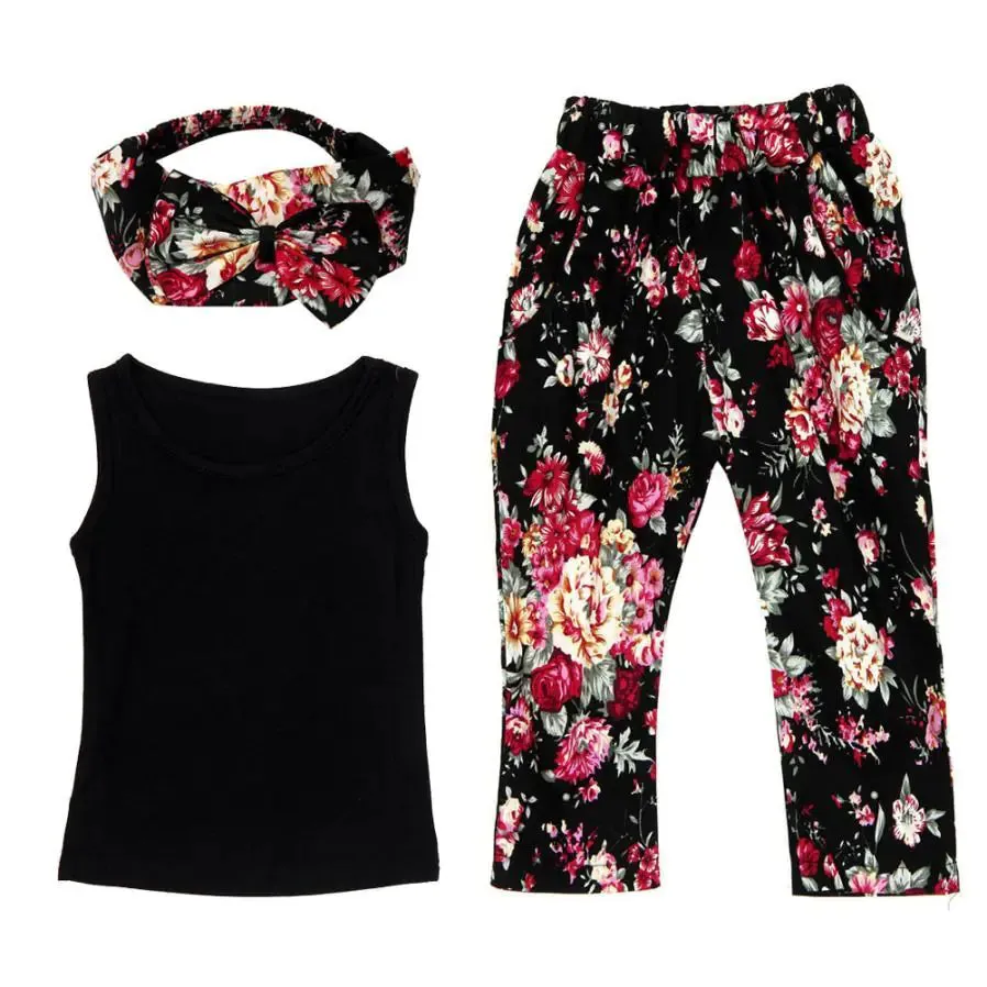 Fashion Black Floral Outfits Set