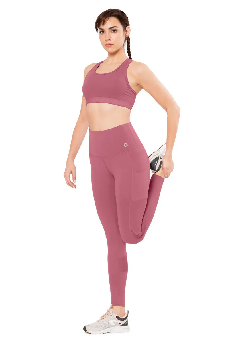 Flaunt Panelled High Rise Active Leggings - Heather Rose