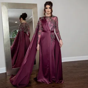 For Sale Burgundy Evening Dress with Cape Sleeve SS276