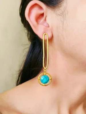 Golden Handcrafted Western Earrings with Monalisa Stone | Sarichka