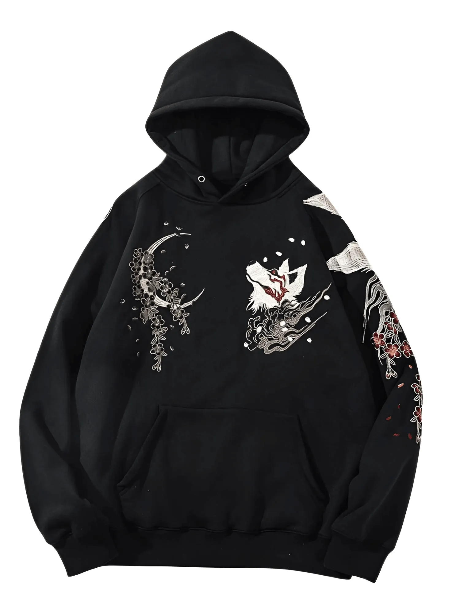 High Quality Men's Embroidery Hoodie 100% Cotton Hooded Sweatshirts Autumn Long Sleeve Black Pullover Loose Tops