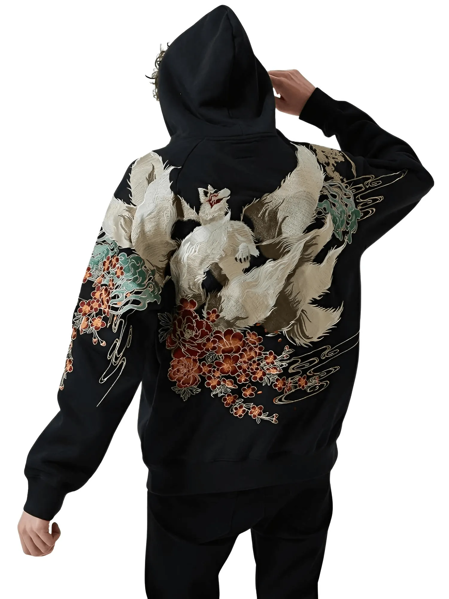 High Quality Men's Embroidery Hoodie 100% Cotton Hooded Sweatshirts Autumn Long Sleeve Black Pullover Loose Tops