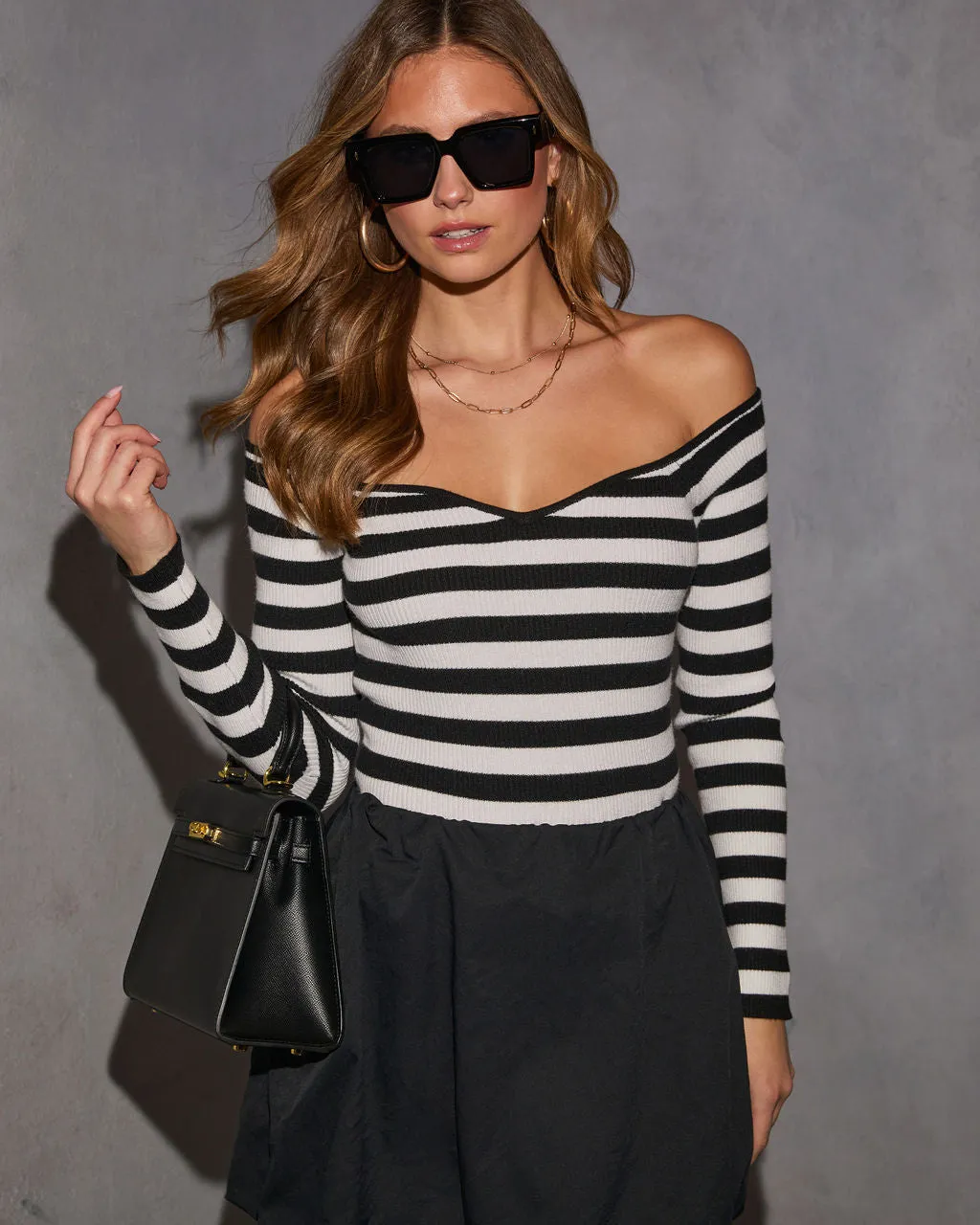 Jennah Off The Shoulder Striped Top