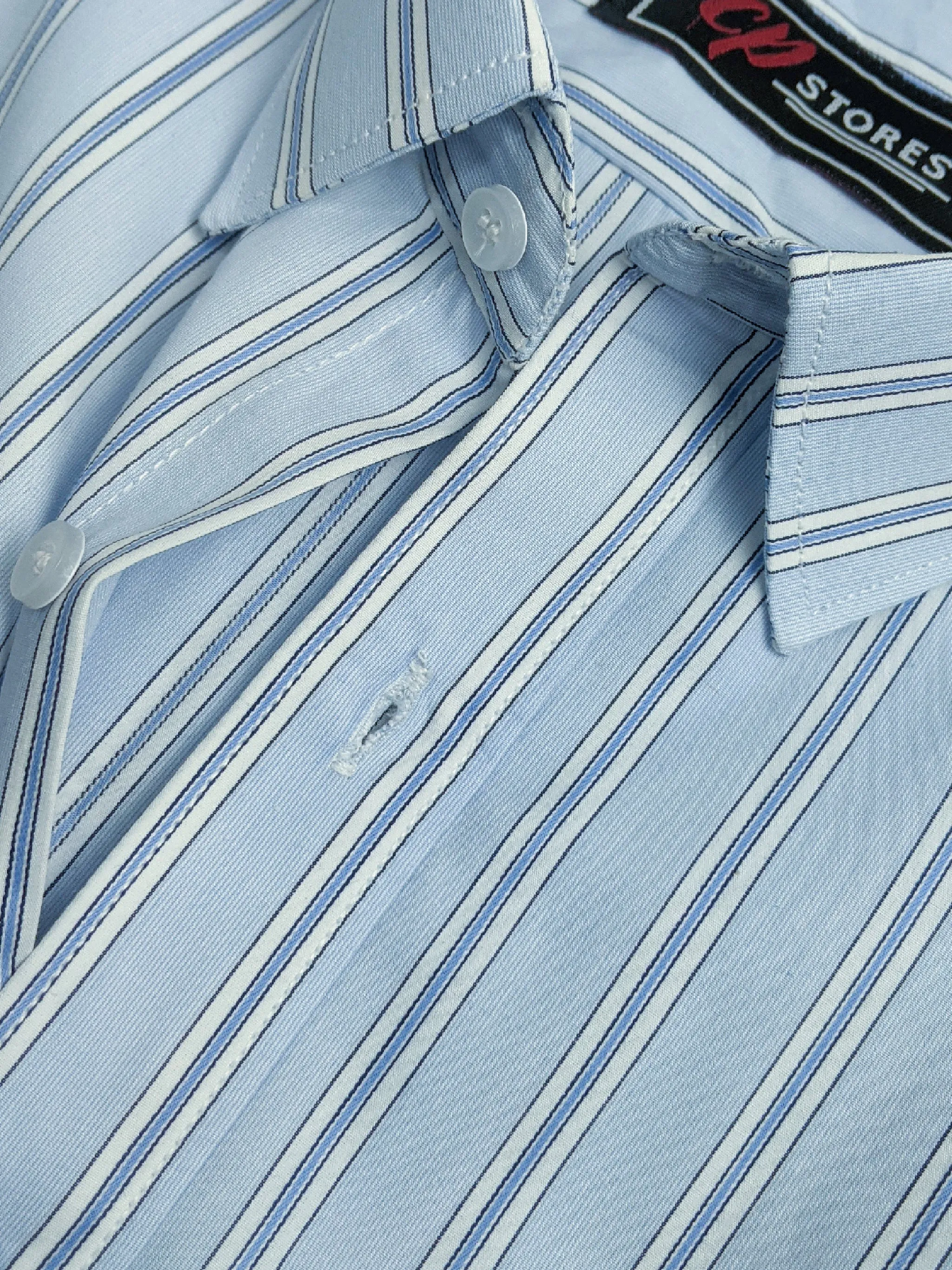 Light Blue Lines Formal Dress Shirt For Men AN MFS105