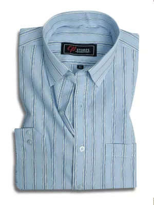 Light Blue Lines Formal Dress Shirt For Men AN MFS105