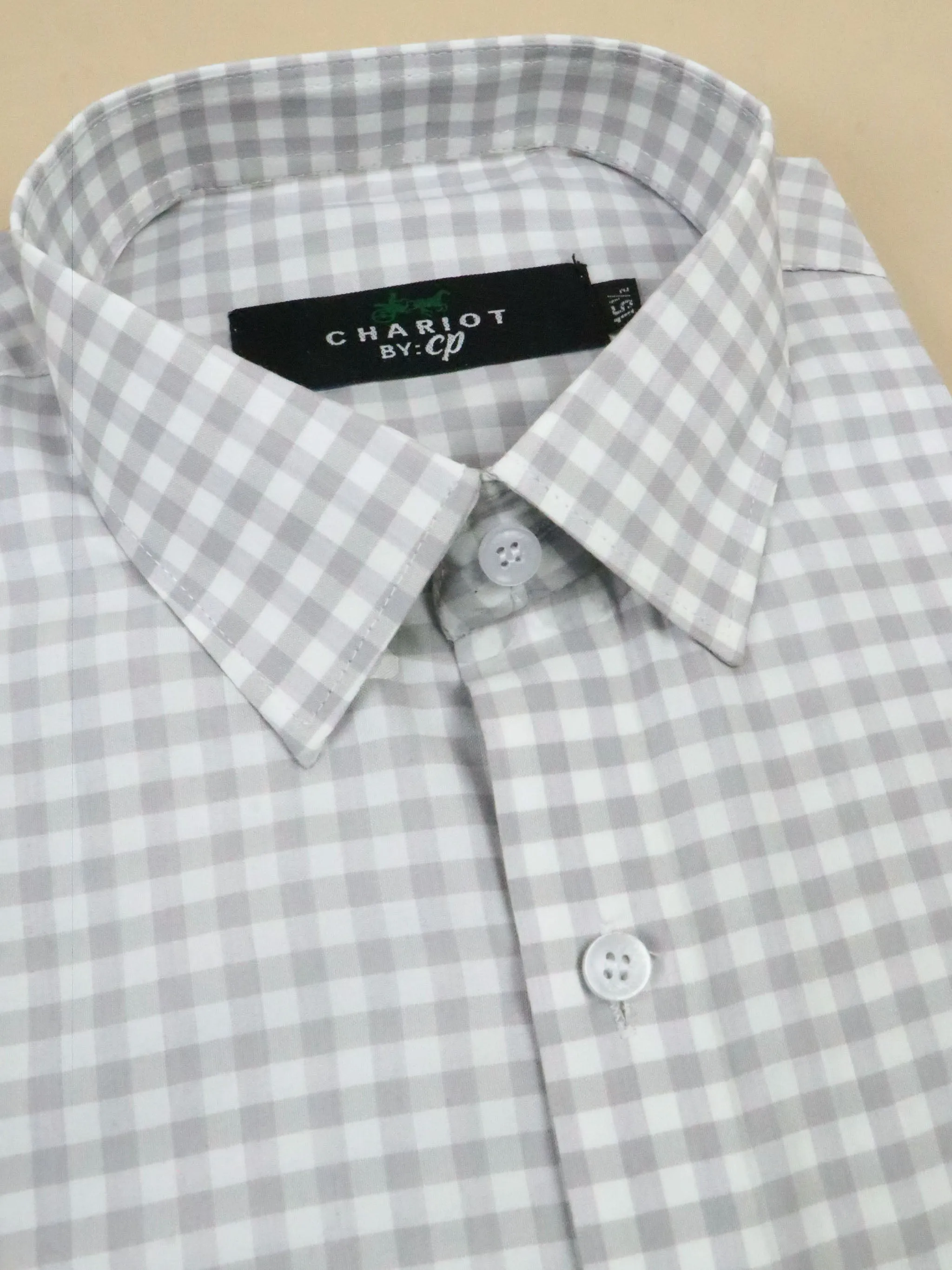 Light Grey Checks Formal Dress Shirt For Men MFS132