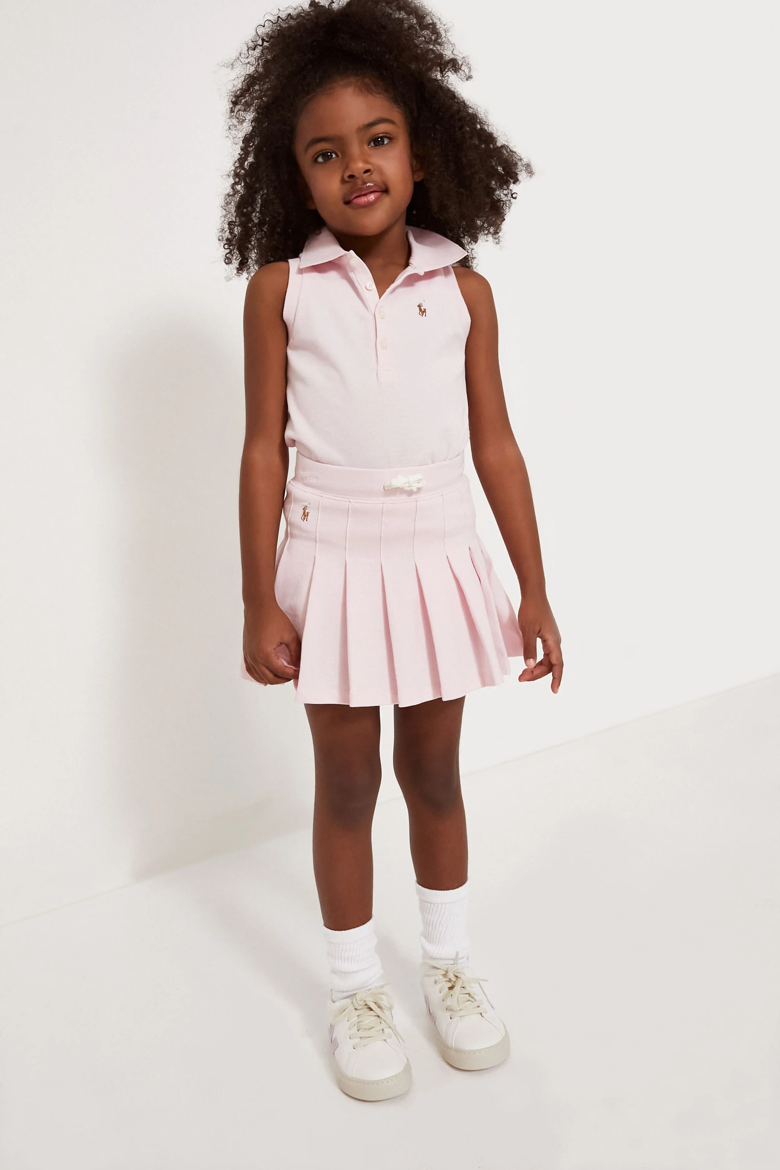 Little Girls Cotton Mesh Sleeveless Polo Shirt