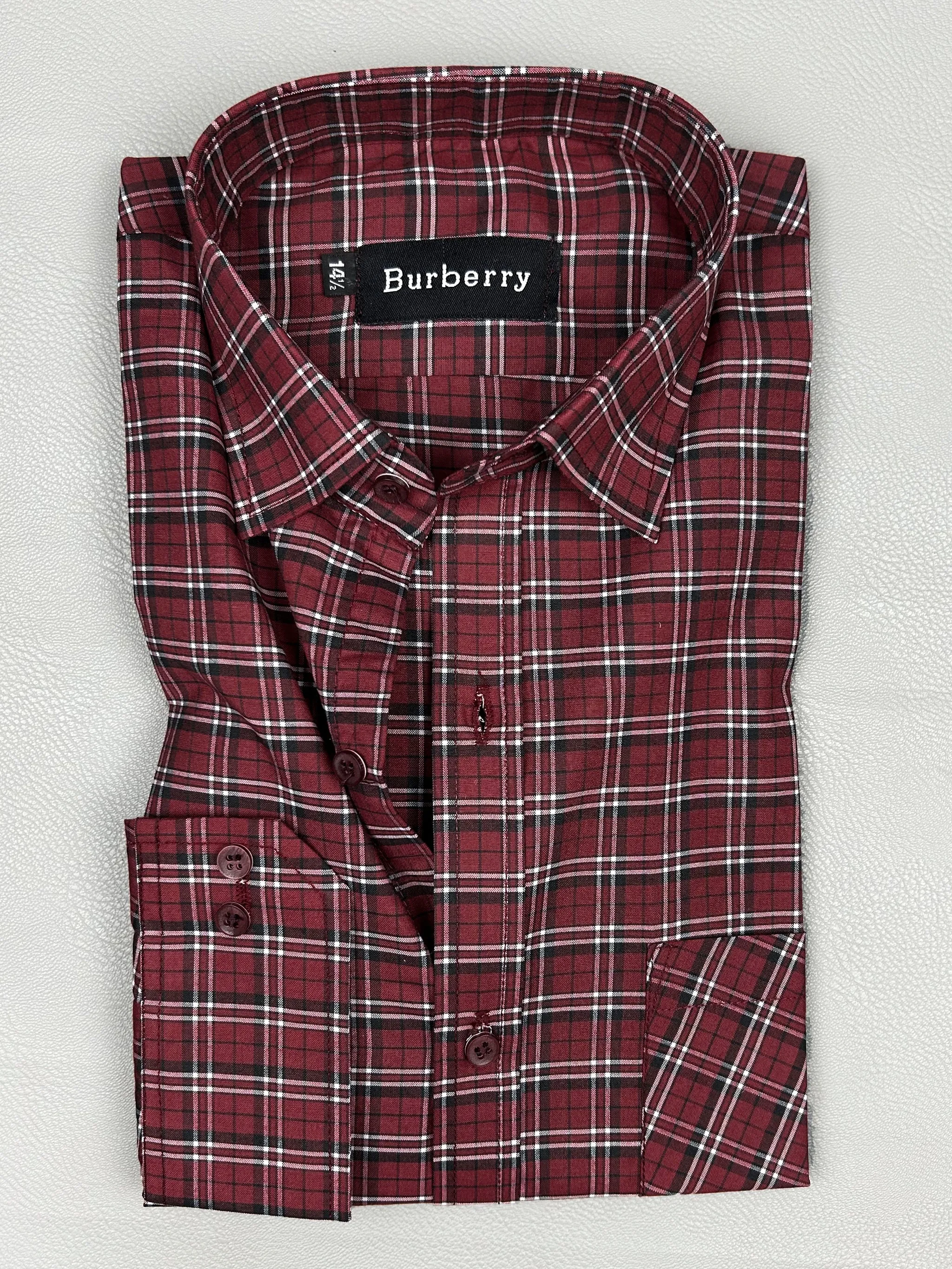 Maroon Checks Formal Dress Shirt For Men MFS146