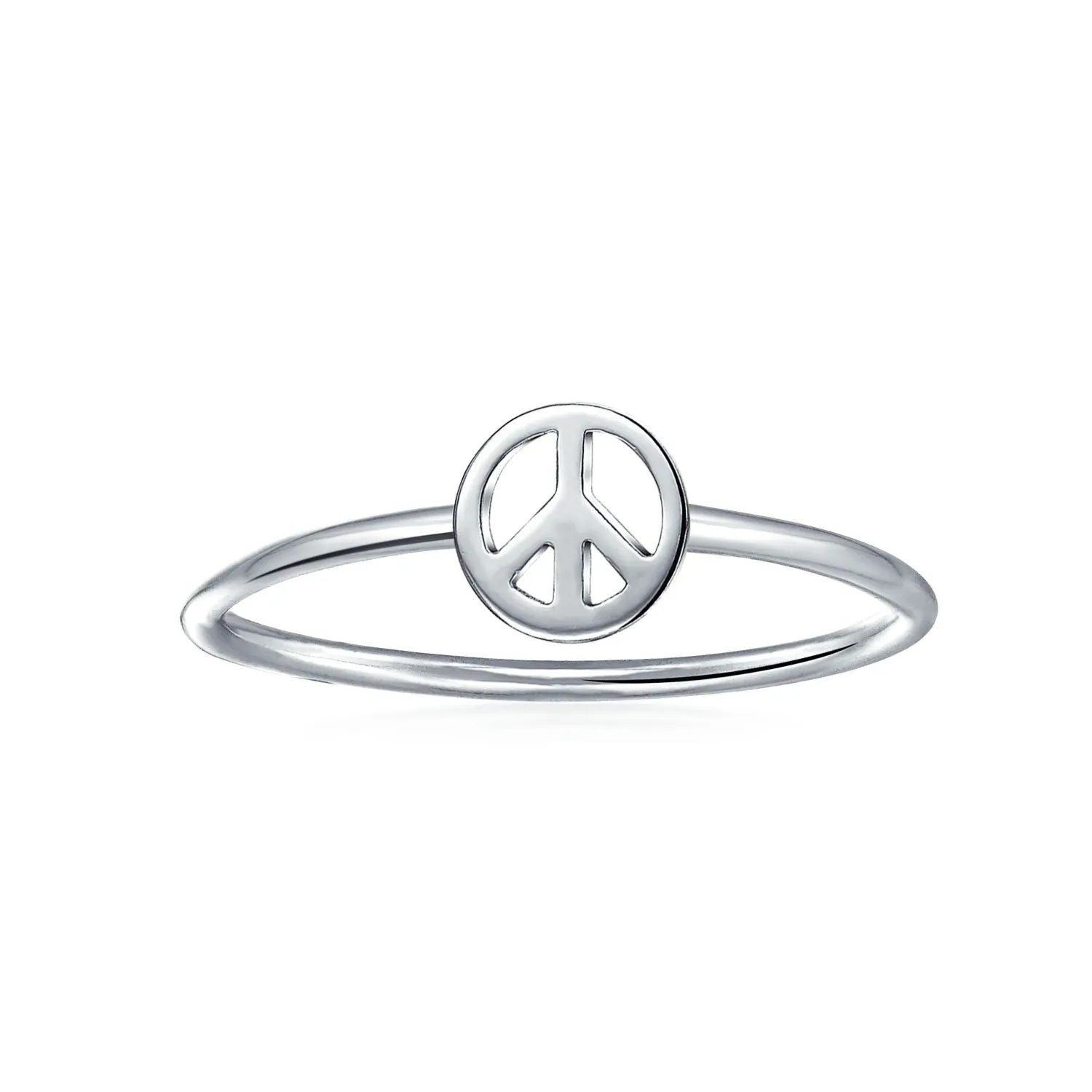 Minimalist Sterling Silver Ring Stackable Midi Knuckle Band with Peace Sign