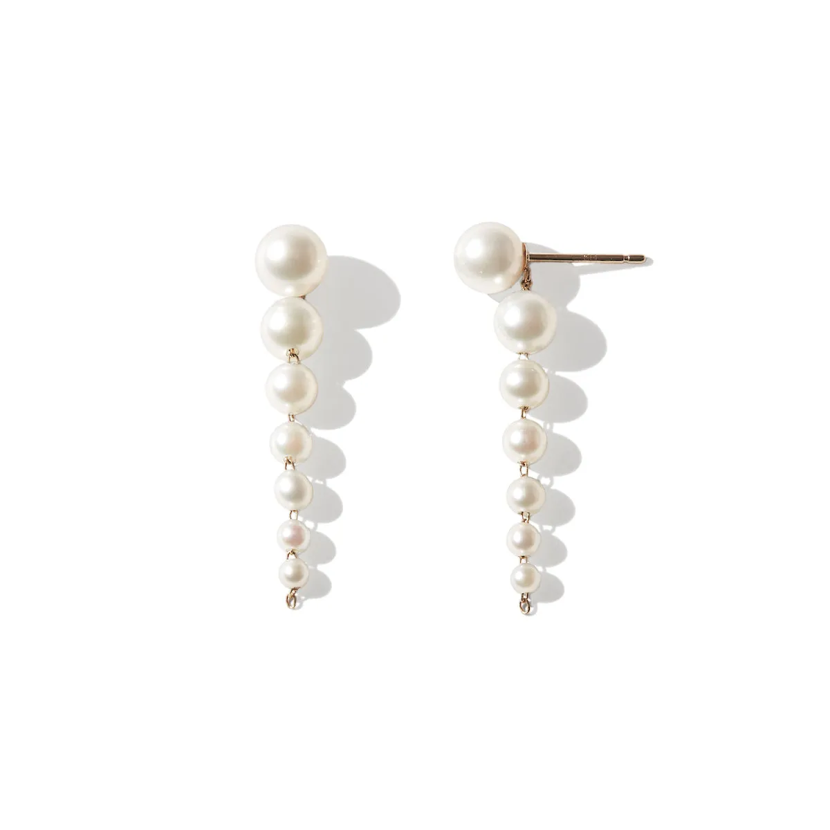 Mizuki Sea of Beauty Short Cascading Pearl Earrings | 14K Yellow Gold