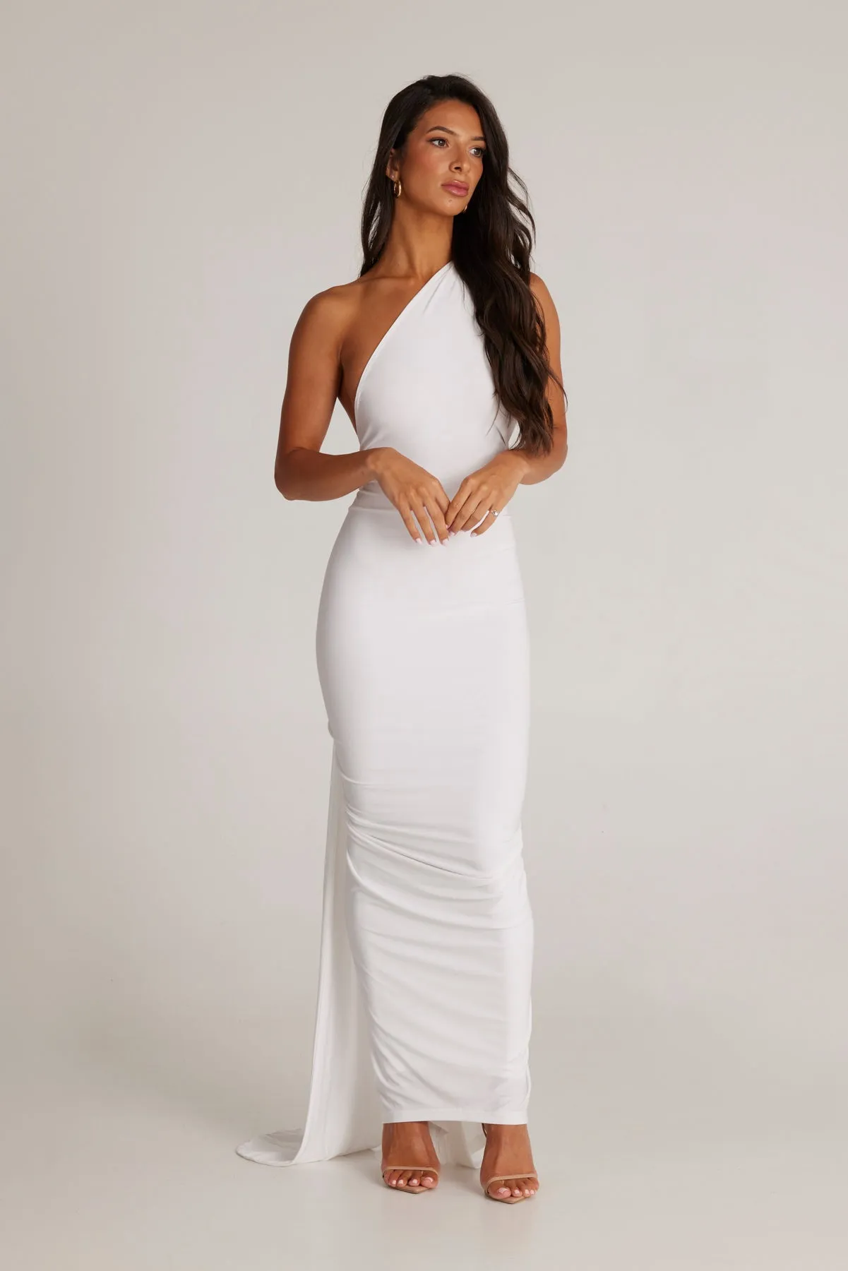 MÉLANI The Label CONSTANTINA Asymmetric Halterneck Midi Dress