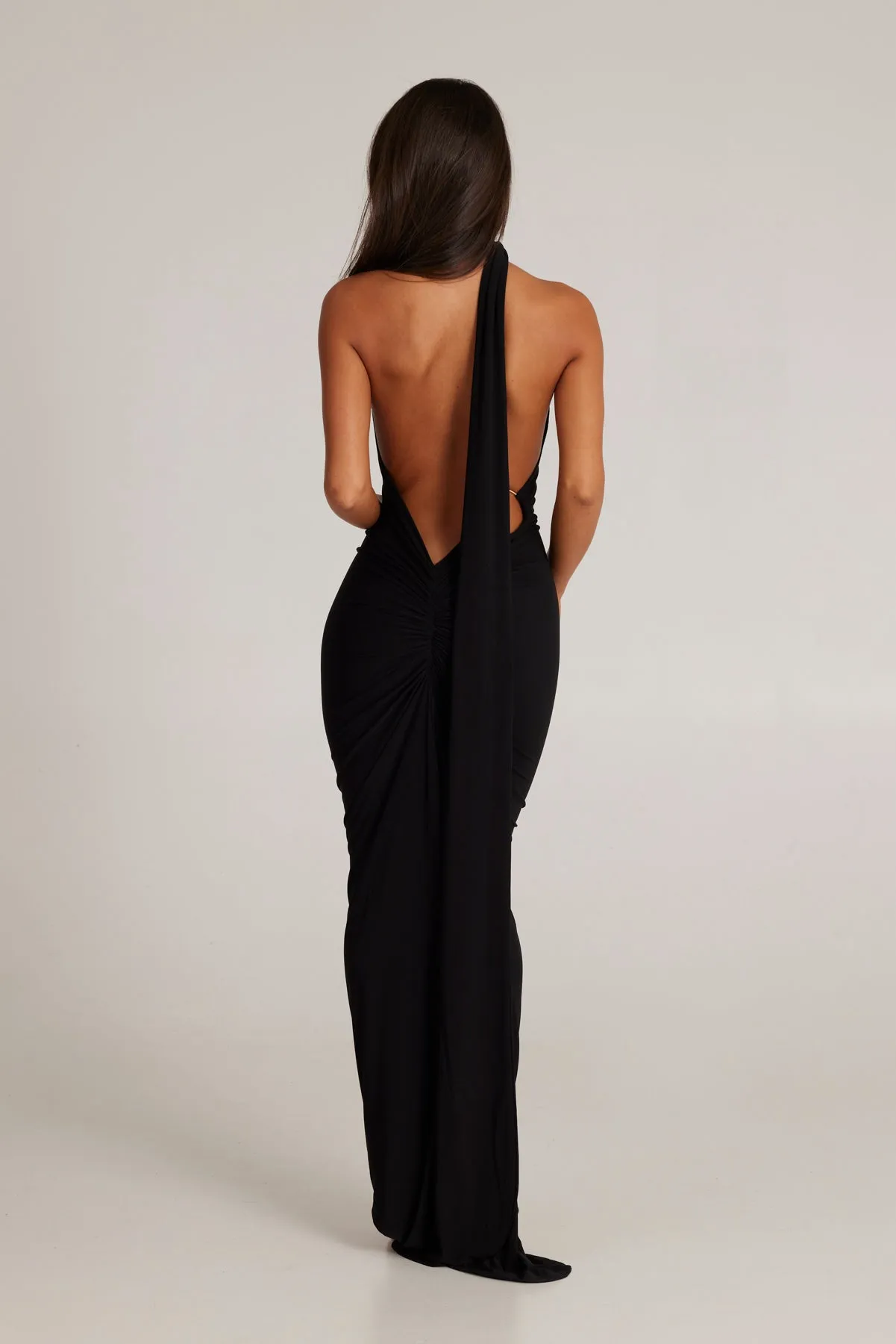 MÉLANI The Label CONSTANTINA Asymmetric Halterneck Midi Dress