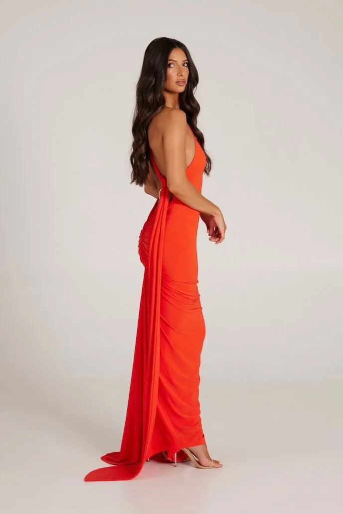 MÉLANI The Label CONSTANTINA Asymmetric Halterneck Midi Dress