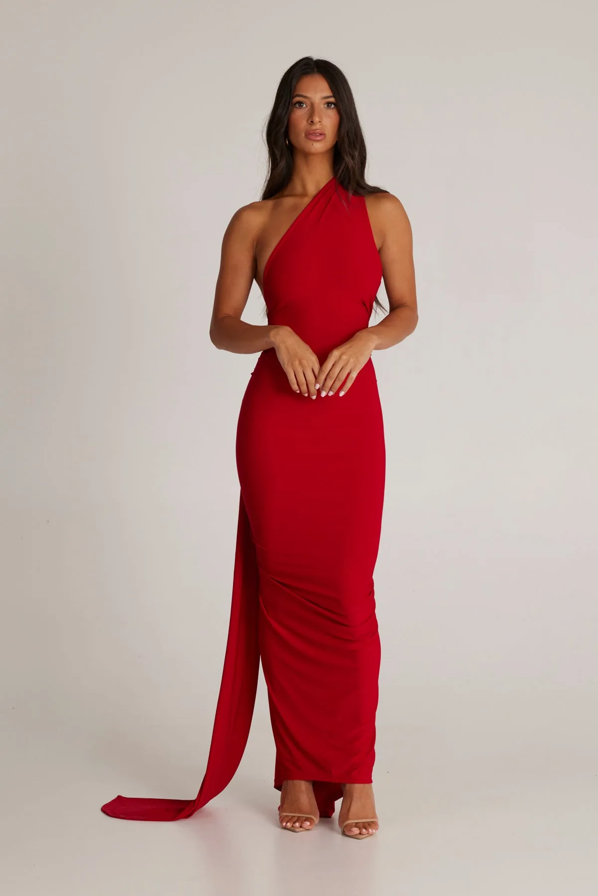 MÉLANI The Label CONSTANTINA Asymmetric Halterneck Midi Dress