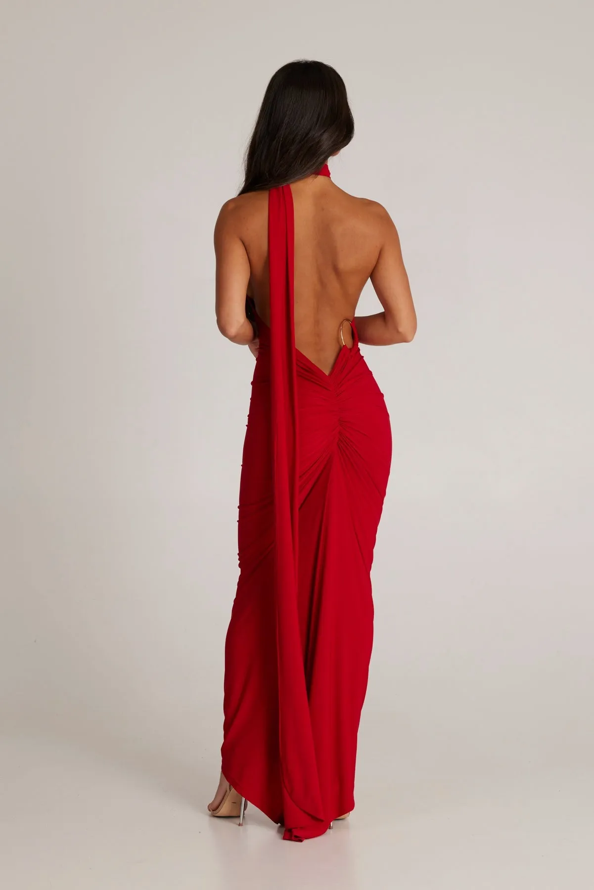 MÉLANI The Label CONSTANTINA Asymmetric Halterneck Midi Dress