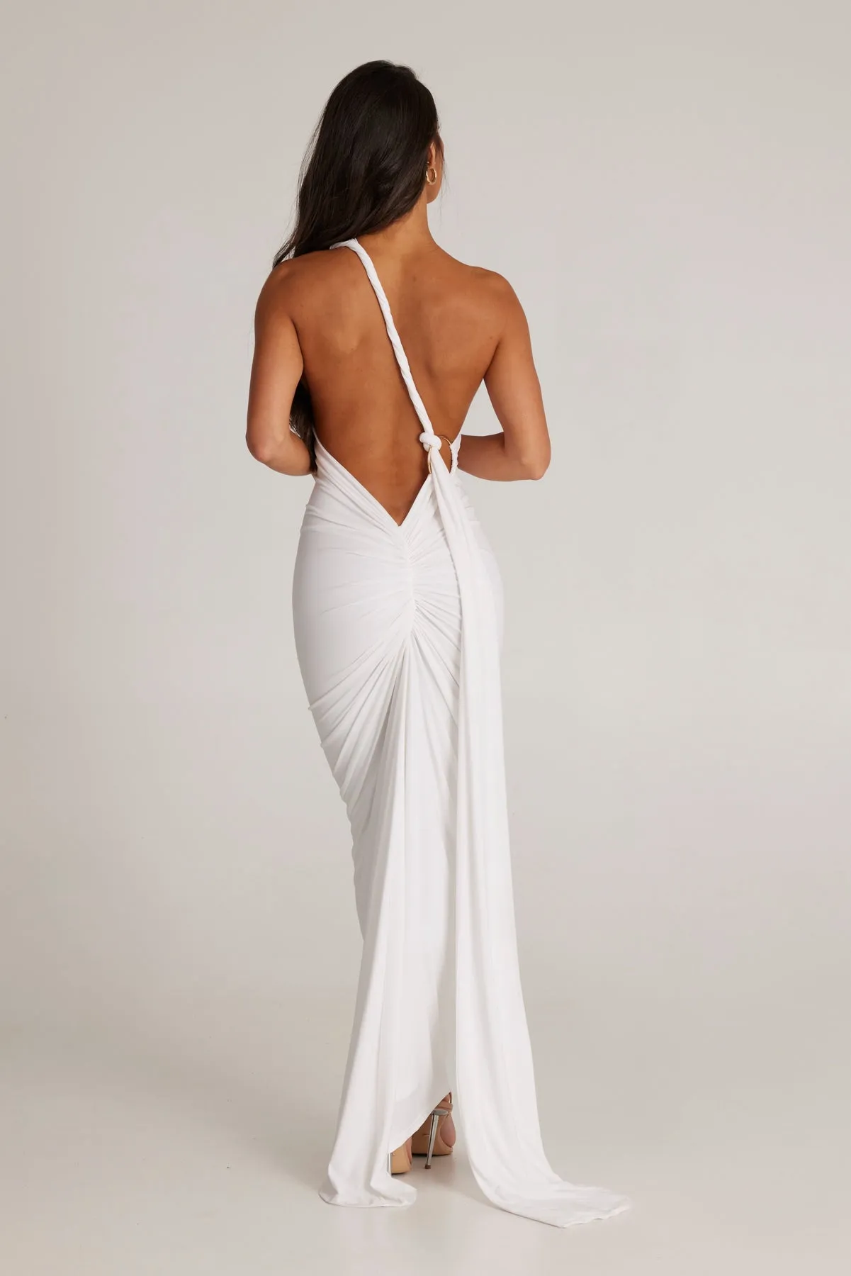 MÉLANI The Label CONSTANTINA Asymmetric Halterneck Midi Dress