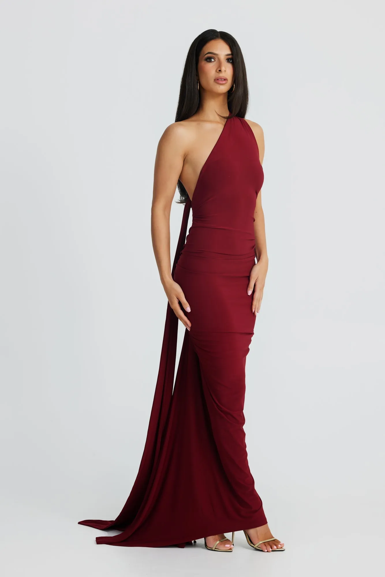 MÉLANI The Label CONSTANTINA Asymmetric Halterneck Midi Dress