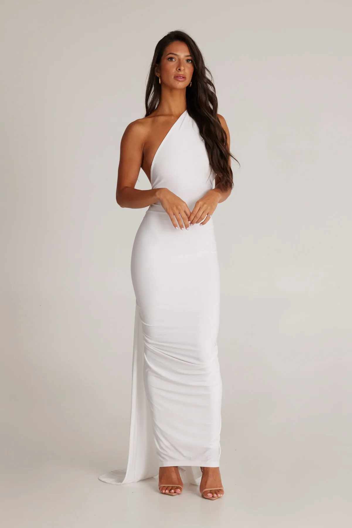 MÉLANI The Label CONSTANTINA Asymmetric Halterneck Midi Dress