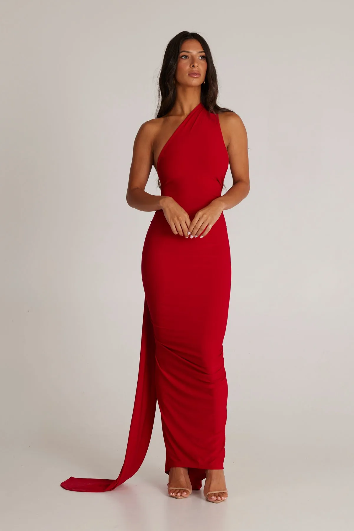 MÉLANI The Label CONSTANTINA Asymmetric Halterneck Midi Dress