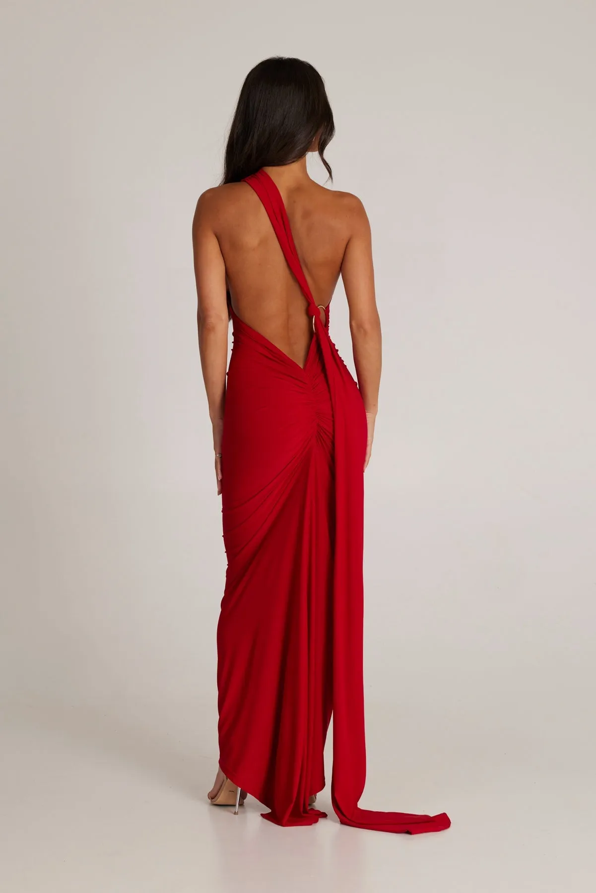 MÉLANI The Label CONSTANTINA Asymmetric Halterneck Midi Dress