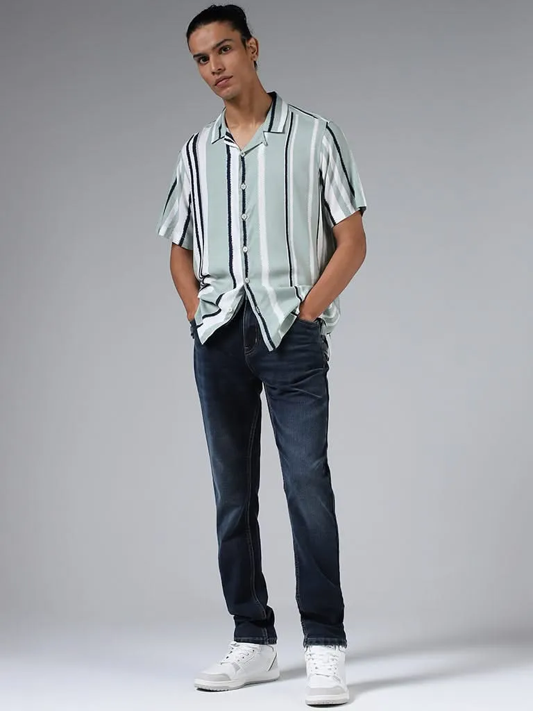 Nuon Sage Striped Relaxed-Fit Shirt