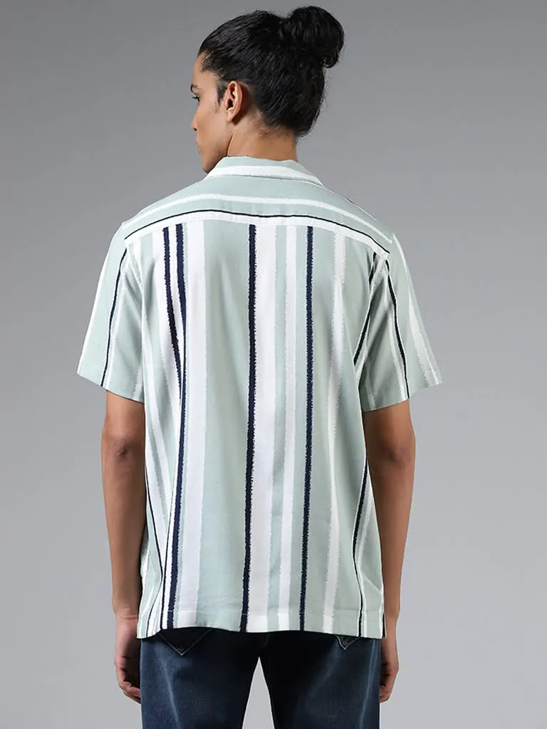 Nuon Sage Striped Relaxed-Fit Shirt