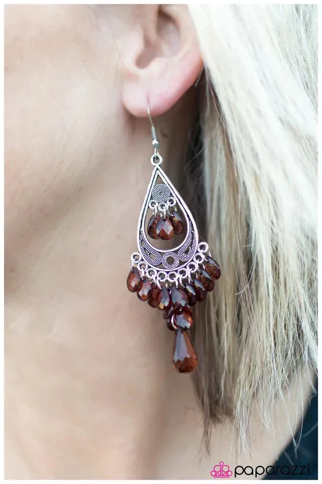 Paparazzi Earring ~ At Twilight - Brown