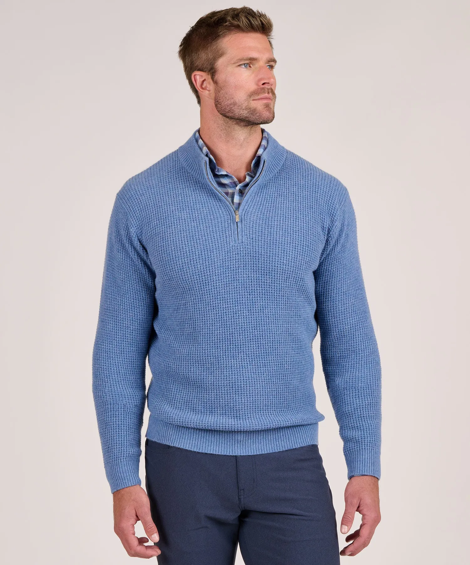 Peter Millar Crescent Waffle Quarter Zip Pullover Sweater