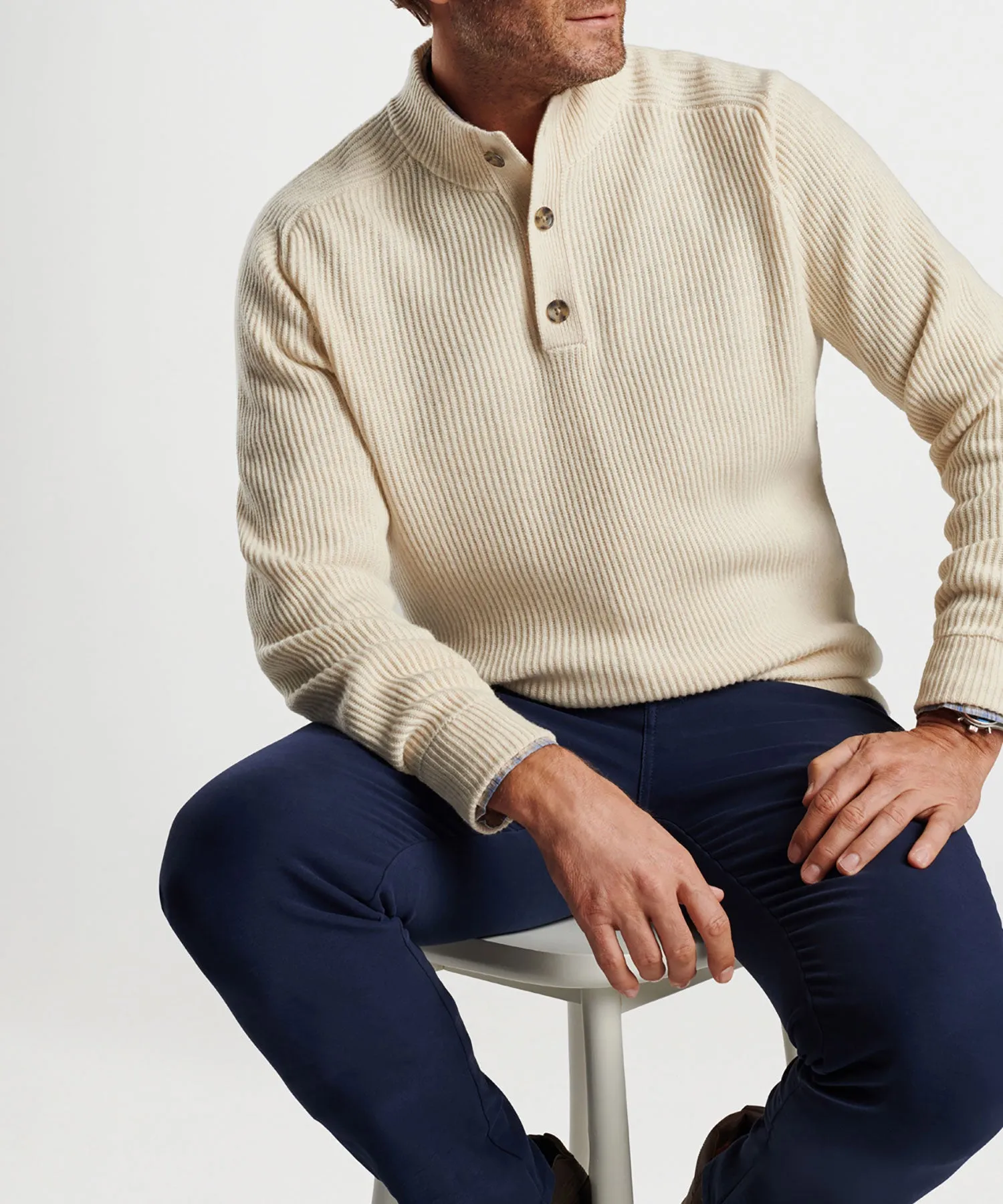 Peter Millar Digby 3 Button Mock Sweater