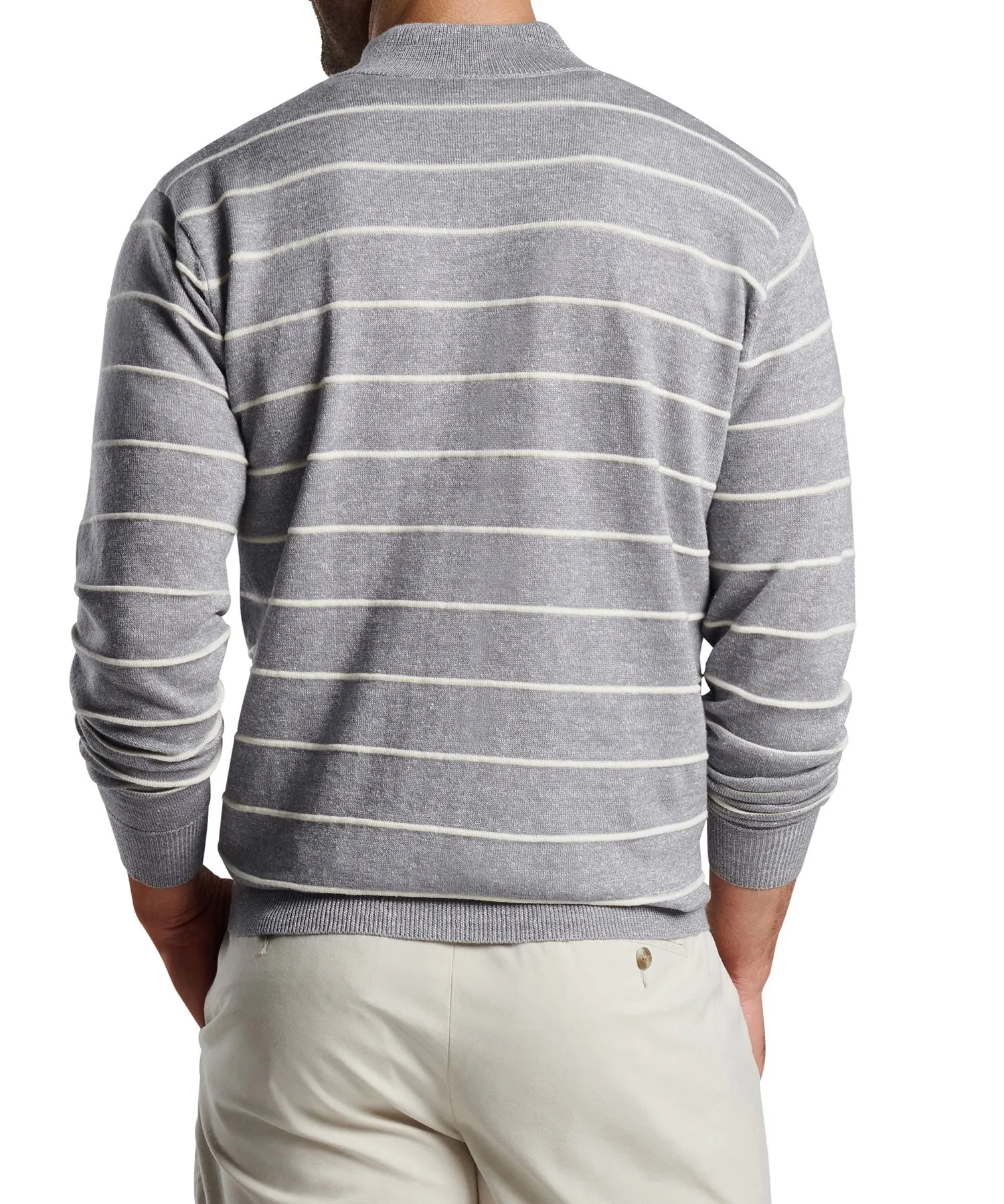 Peter Millar Eastham Striped Wool-Linen Quarter-Zip Pullover