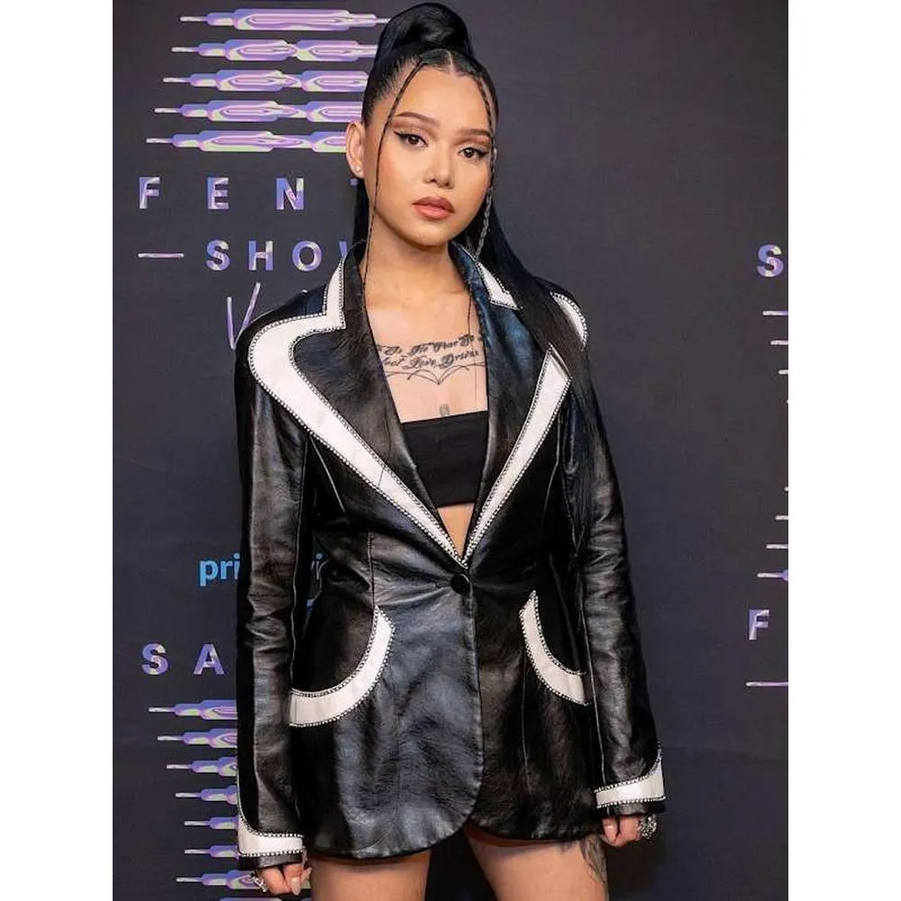 Savage X Fenty Show 2024 Black Leather Jacket