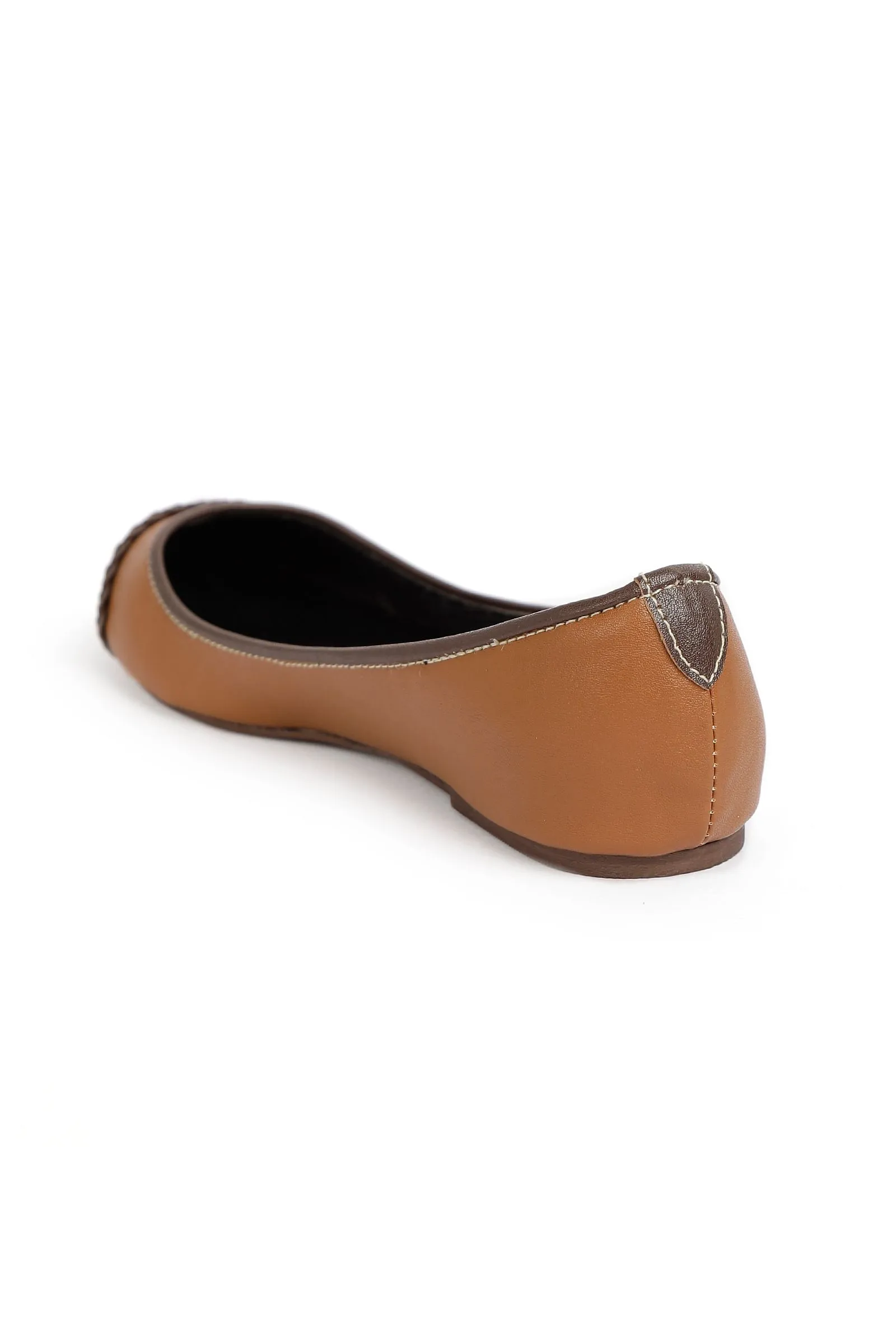 Tan Brown Cruelty Free Leather Flat Ballerinas