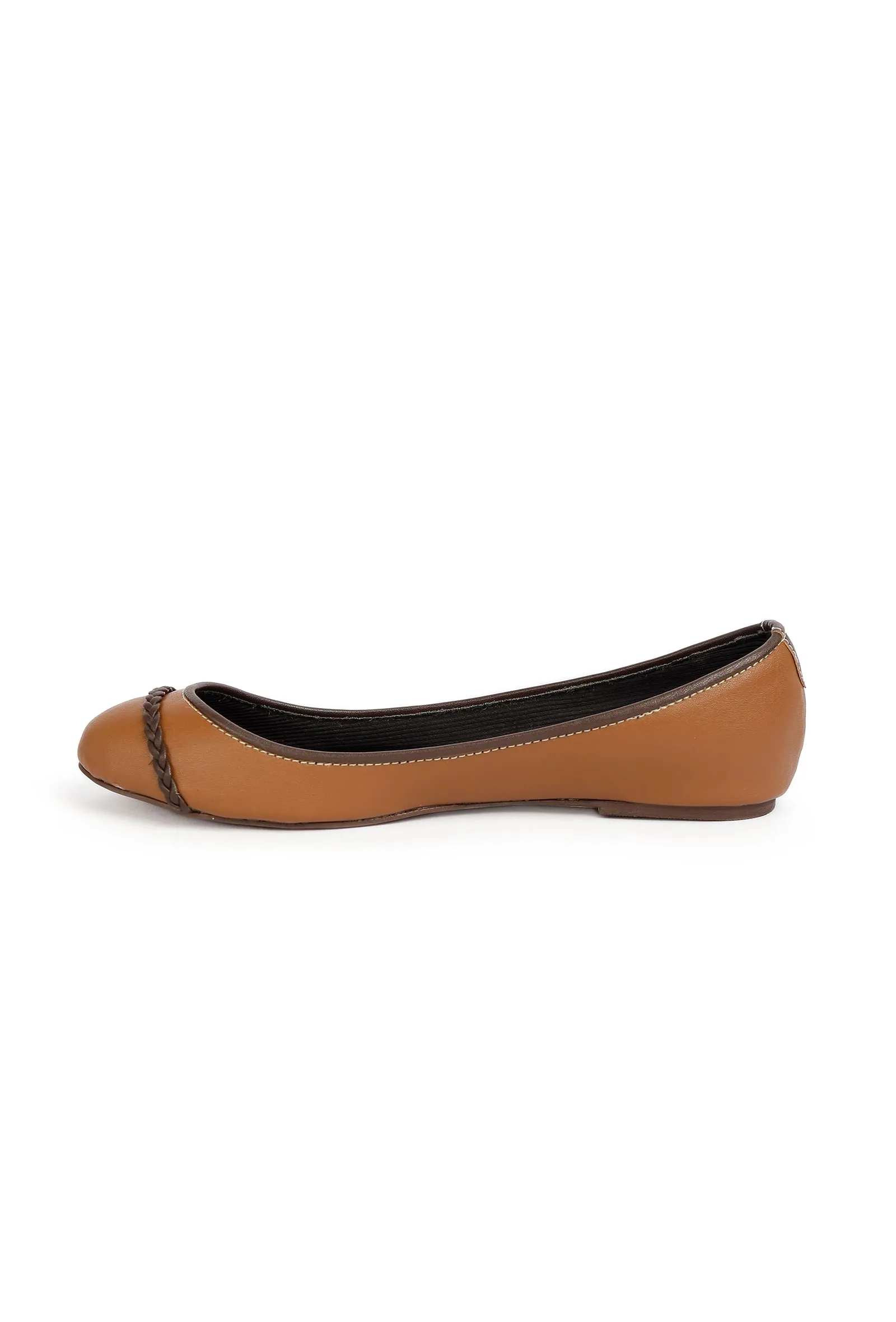 Tan Brown Cruelty Free Leather Flat Ballerinas