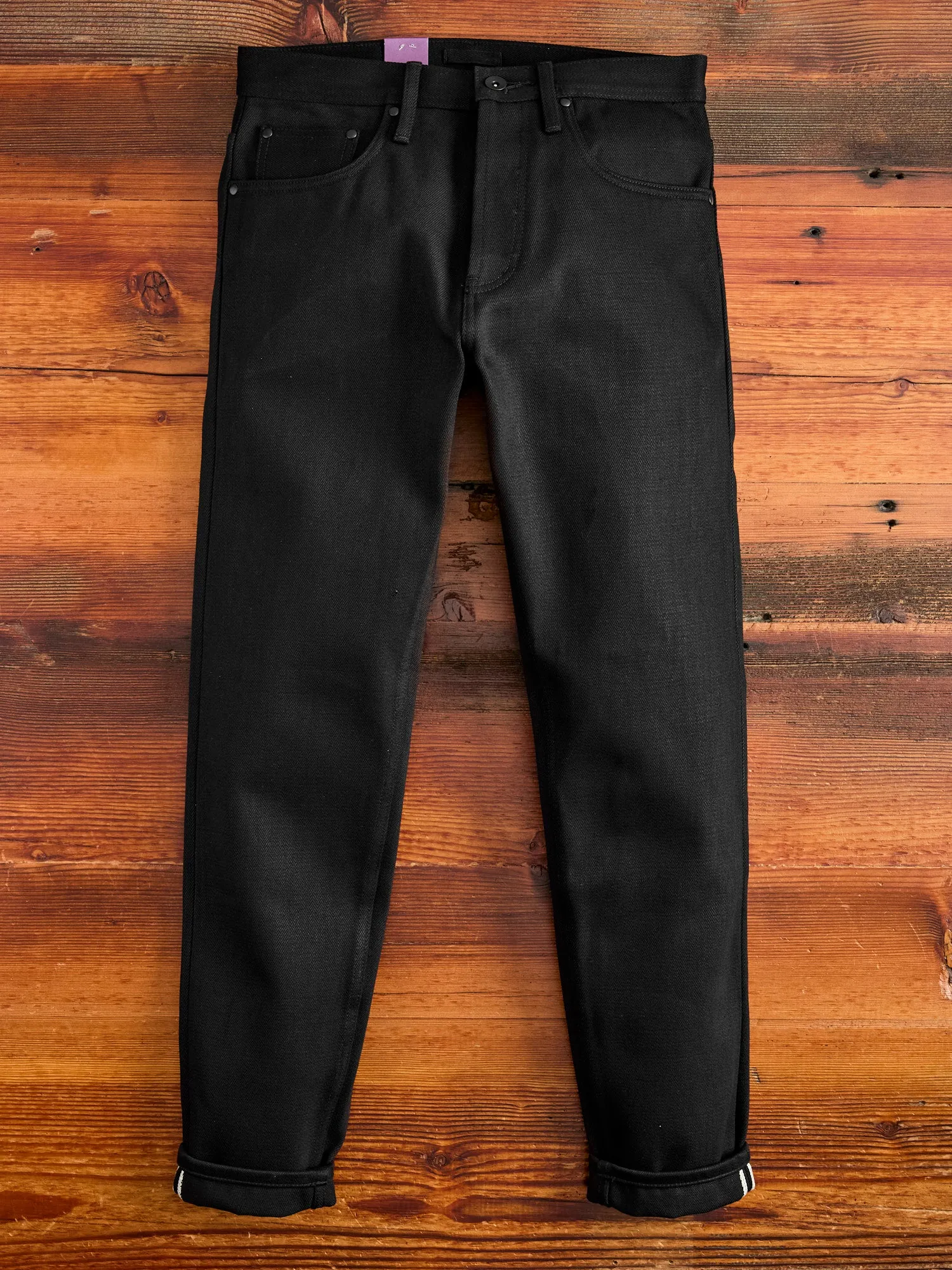 UB642 Heavyweight Solid Black 21oz Selvedge Denim - Relaxed Tapered Fit