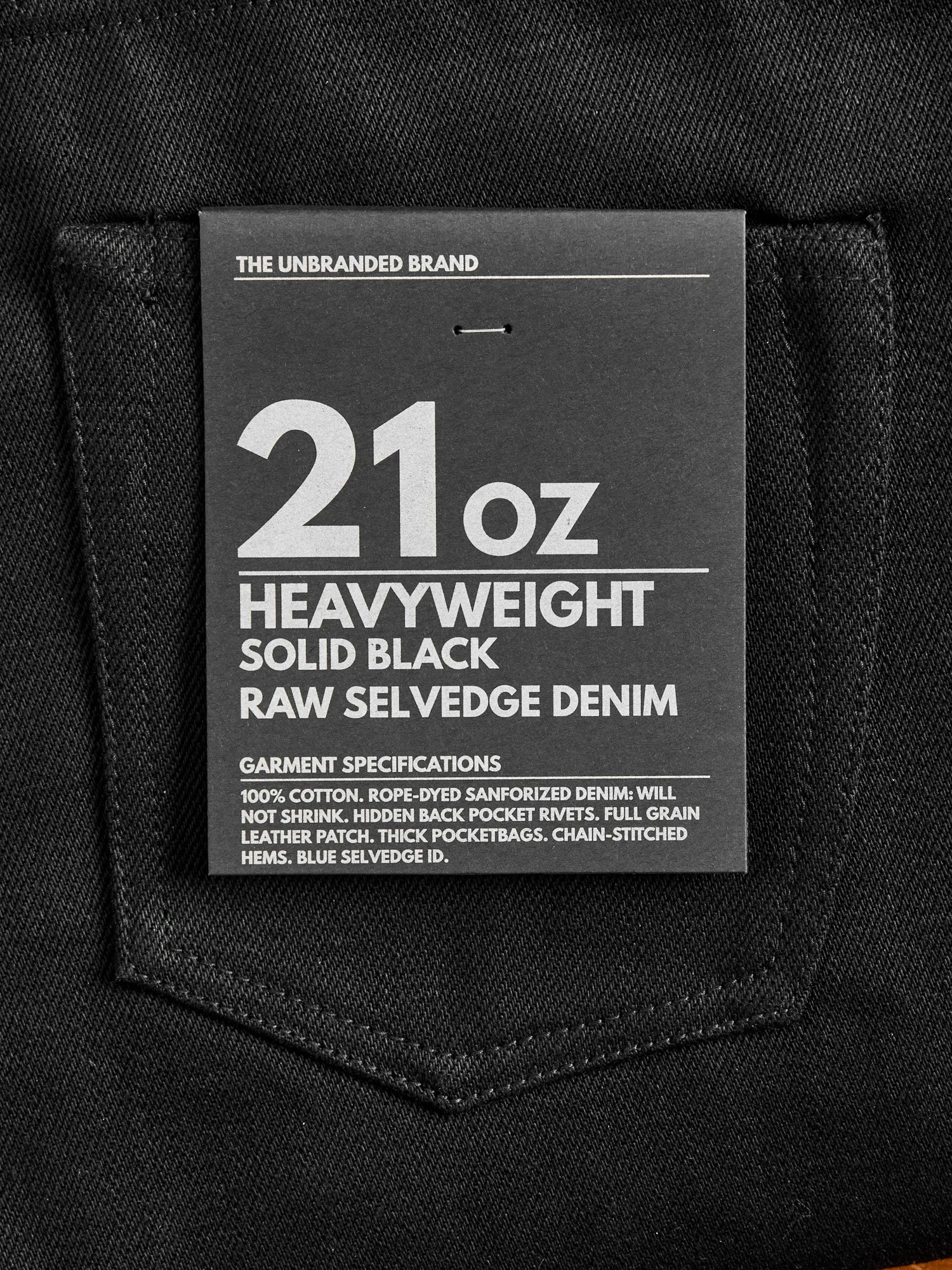 UB642 Heavyweight Solid Black 21oz Selvedge Denim - Relaxed Tapered Fit