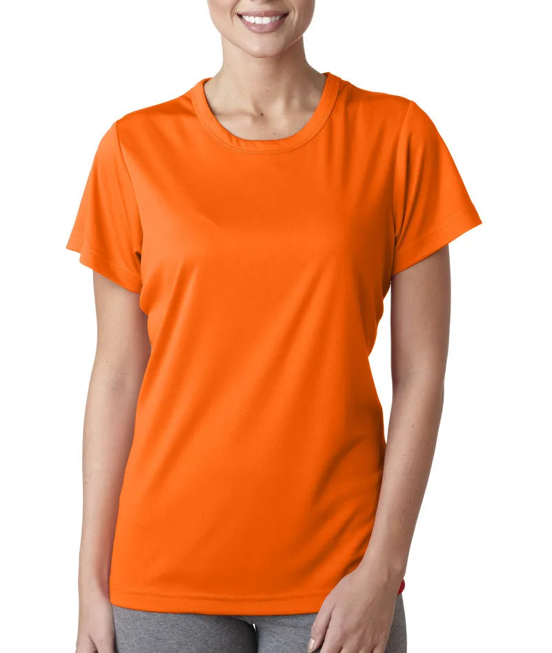 ultraclub(R) ladies' cool & dry sport performance interlock tee - bright orange (m)