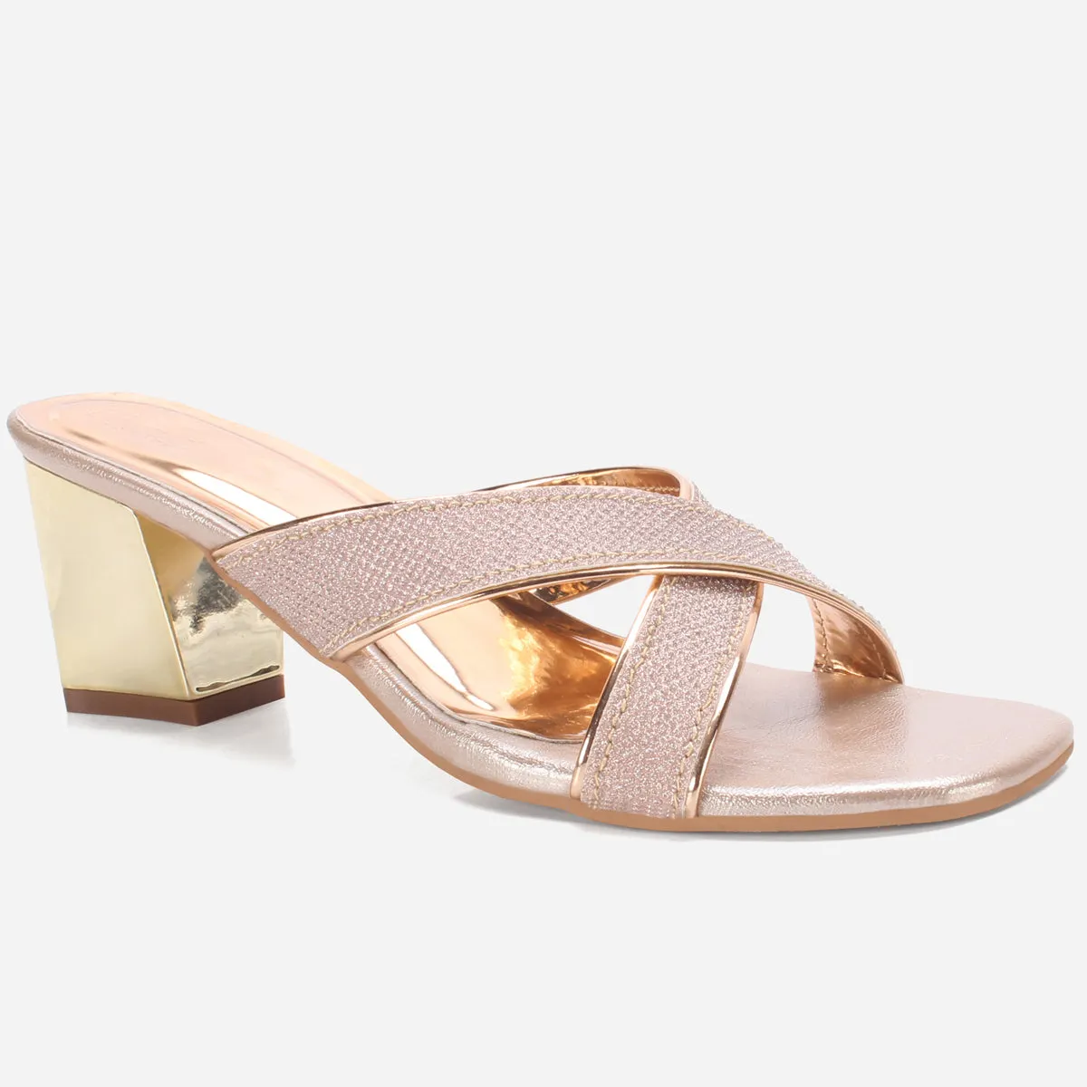 Women "DESERAE" Shimmer Block Heel Sandals