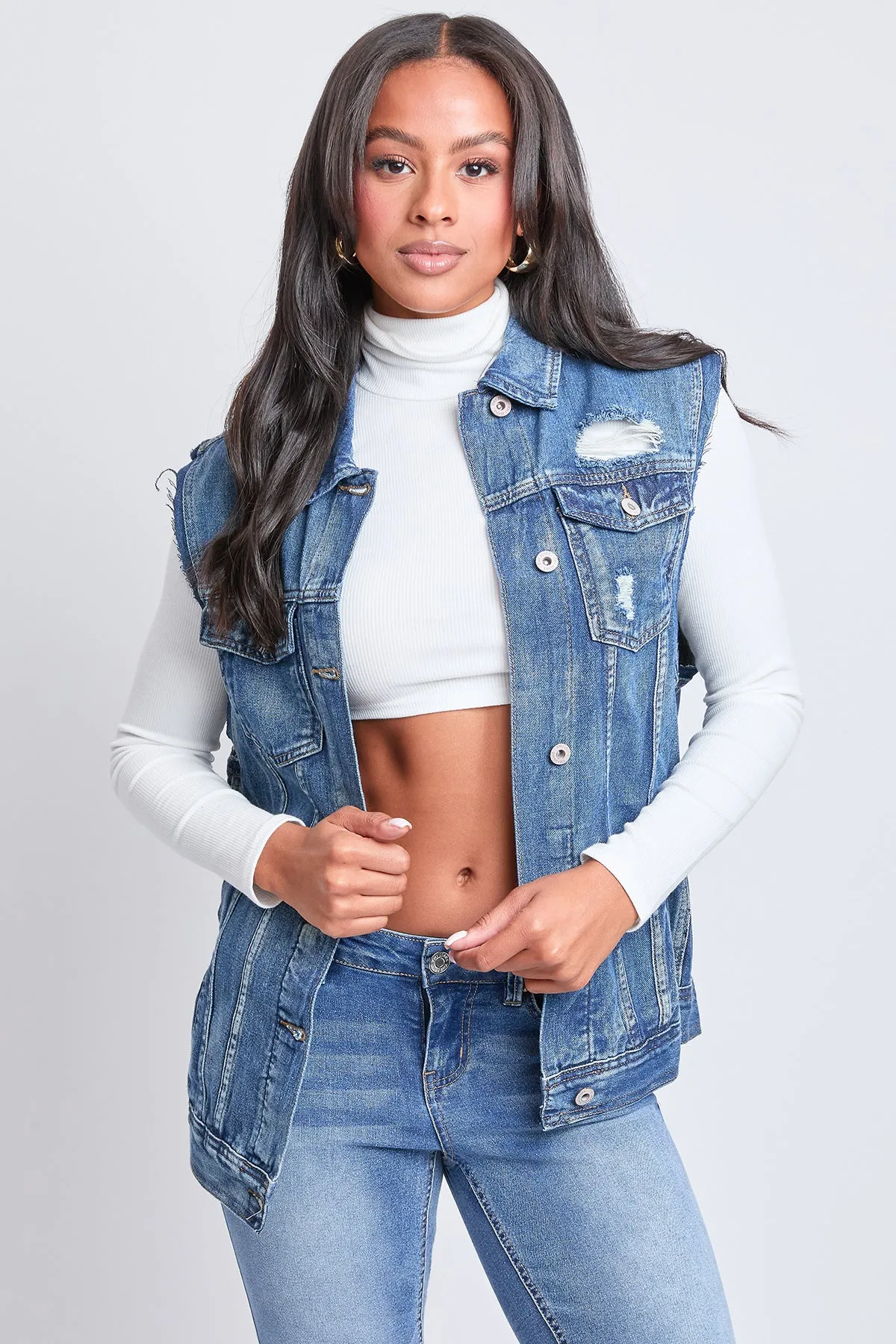 Women's Oversized Boyfriend Fit Denim Vest