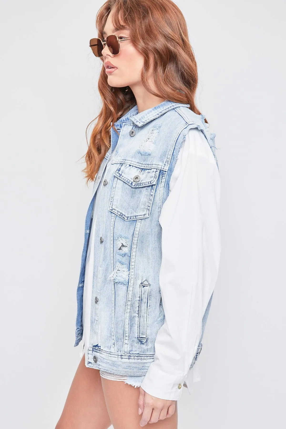 Women's Oversized Boyfriend Fit Denim Vest